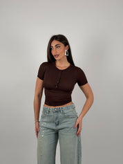 Maglia semivelata con bottoncini