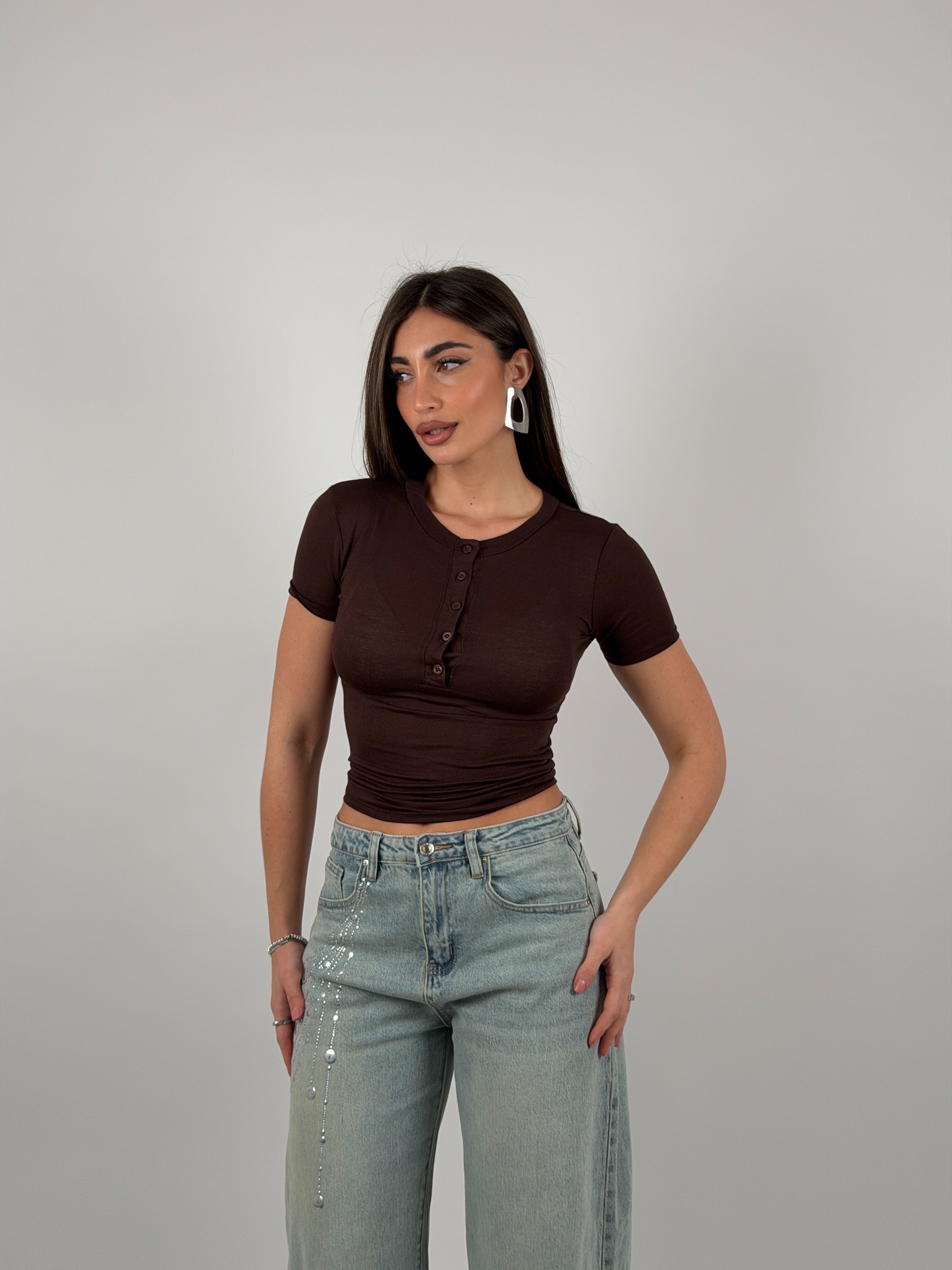 Maglia semivelata con bottoncini