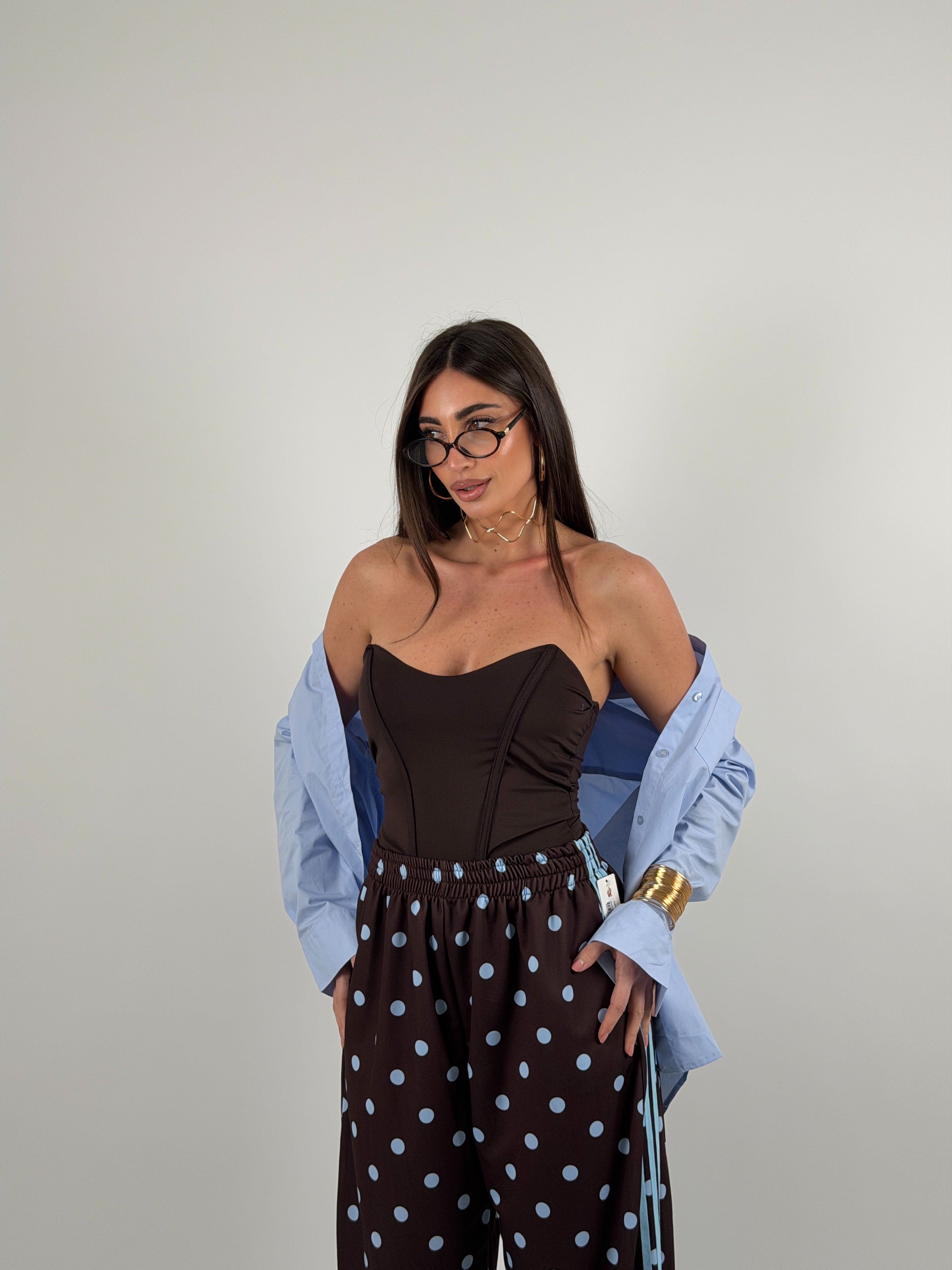 Top in lycra a fascia steccato