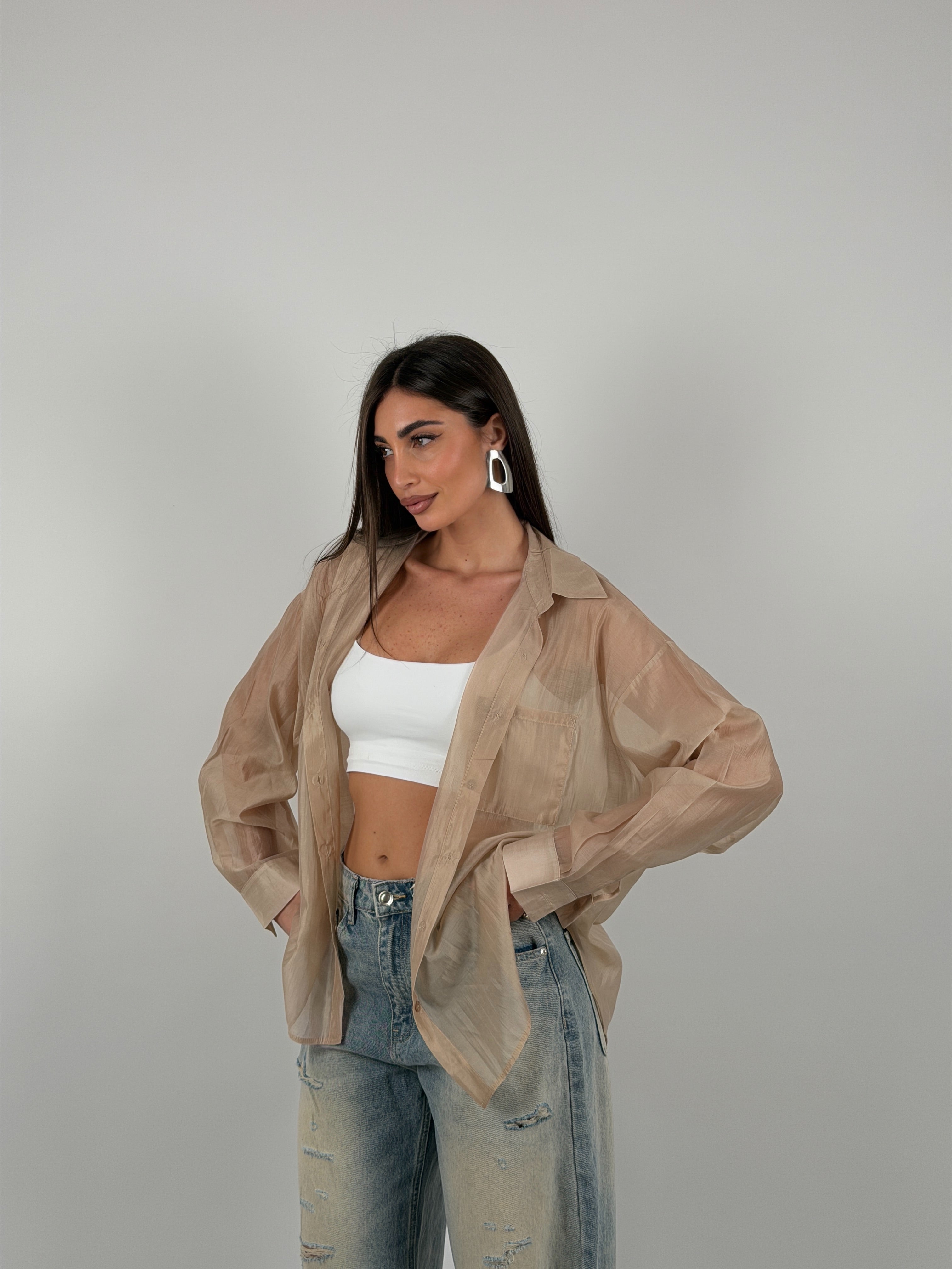 Camicia semivelata oversize