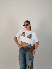 Maglia crop con stampa