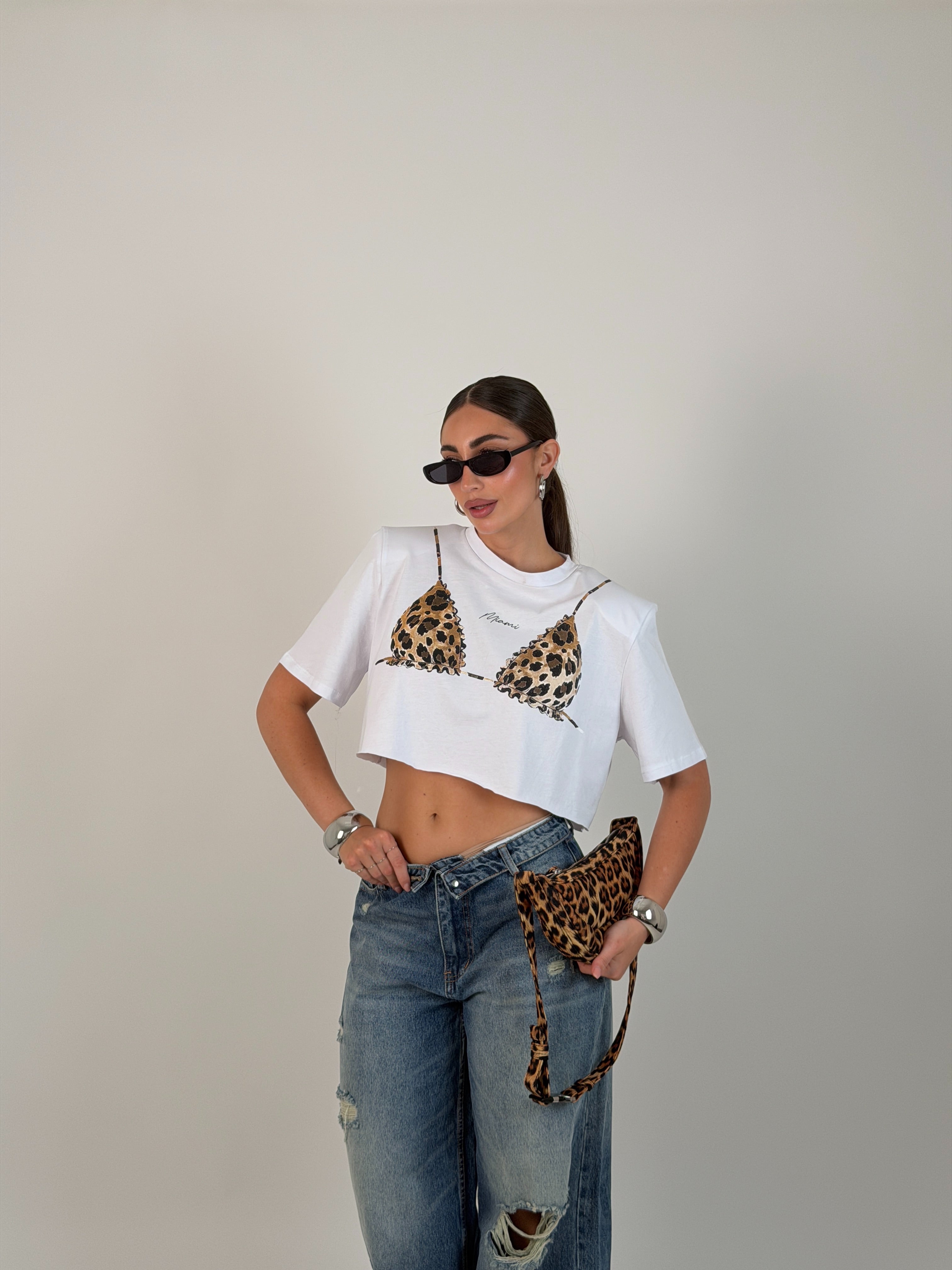 Maglia crop con stampa
