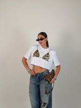 Maglia crop con stampa