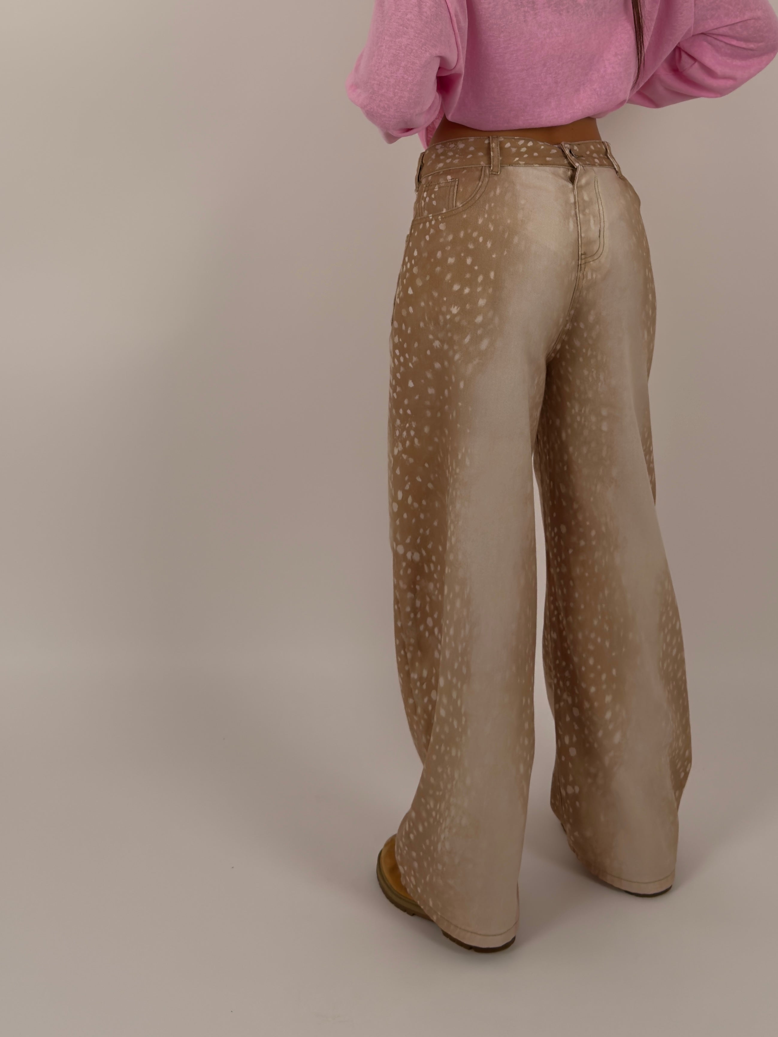 Jeans beige macchiettato