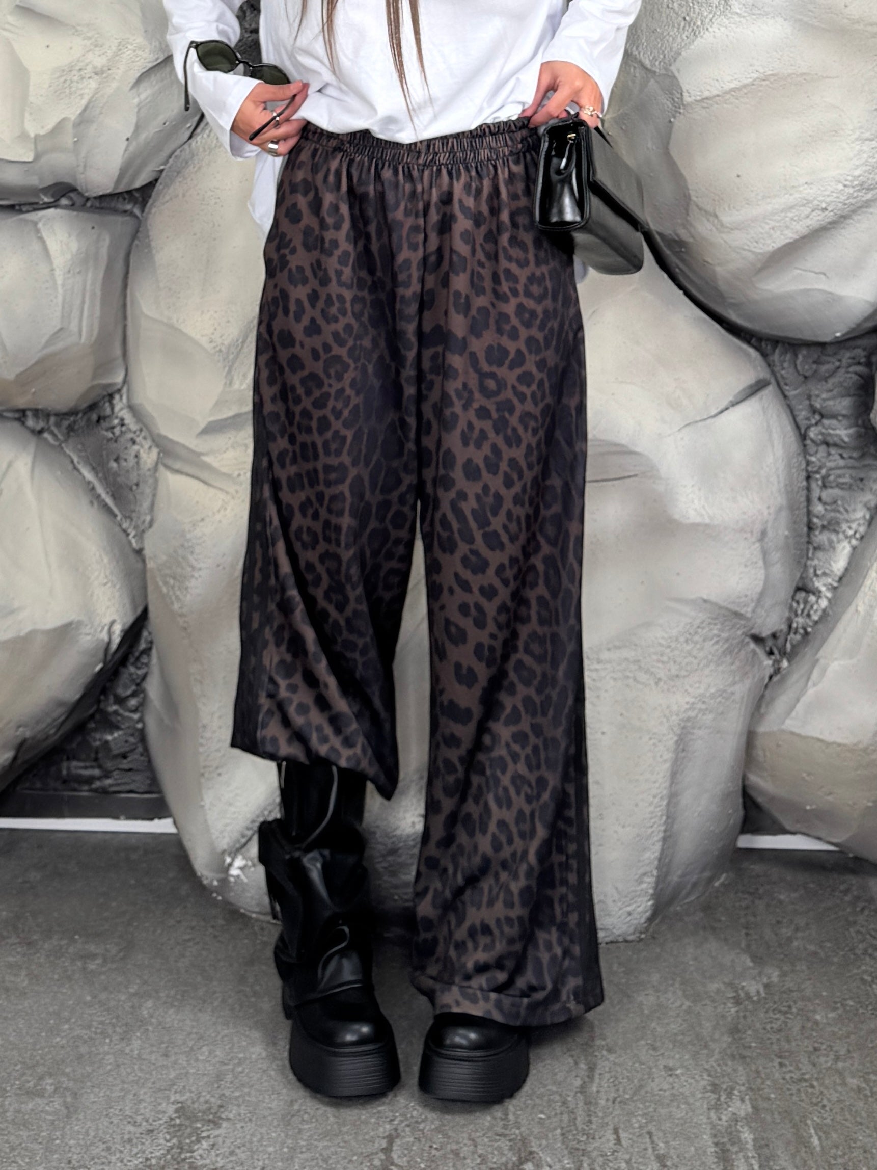 Pantalone sporty leopard