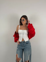 Top con risvolto e stringhe