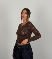 Maglia in merletto manica lunga