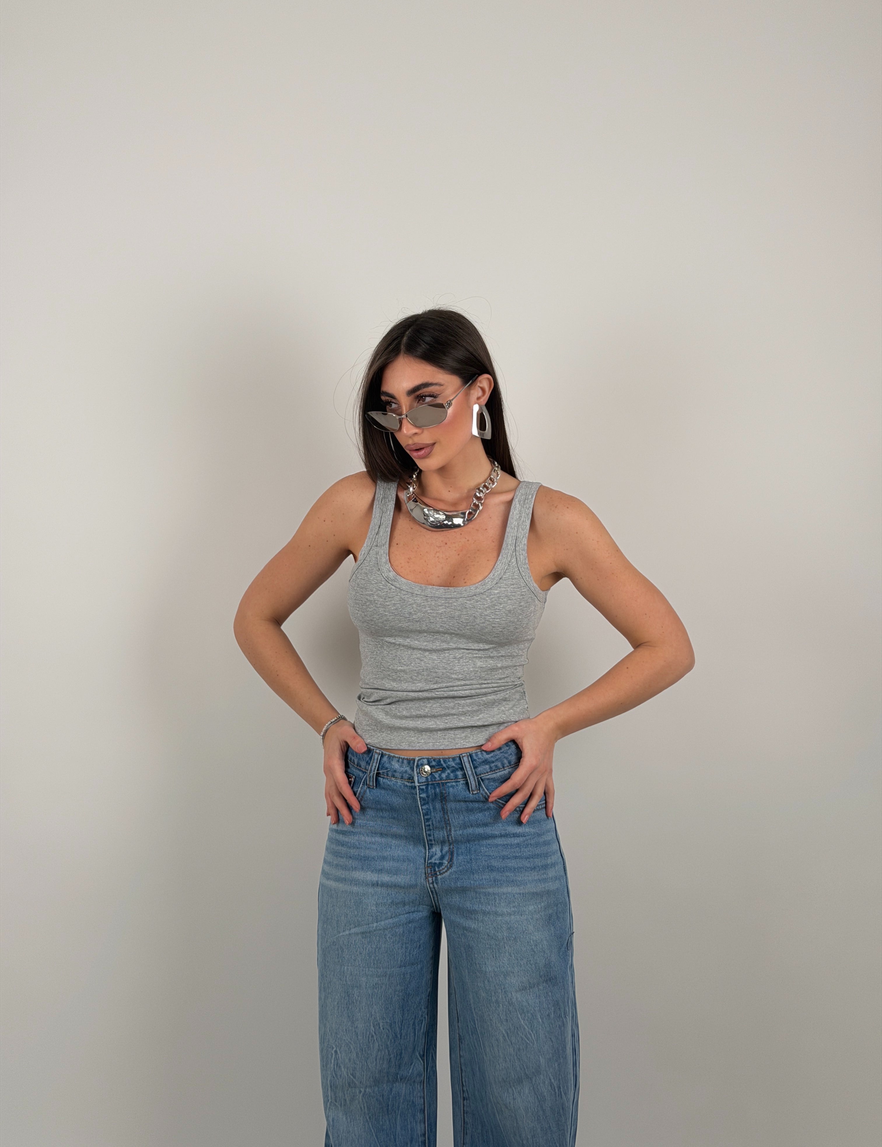 Top giro manica scollo tondo by lumina