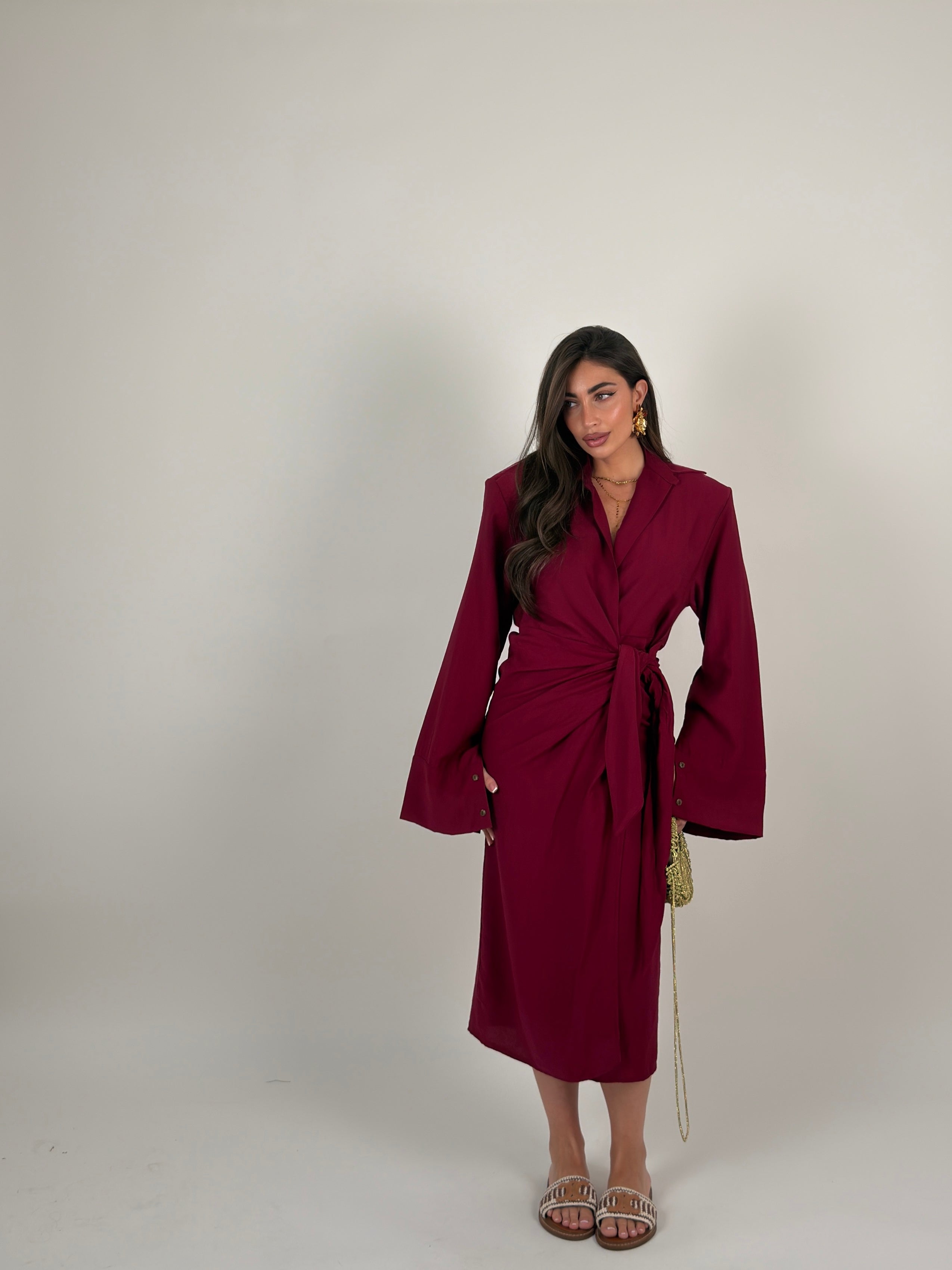 Vestito midi portafoglio semplice