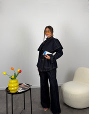 Giacca modello trench in denim scuro