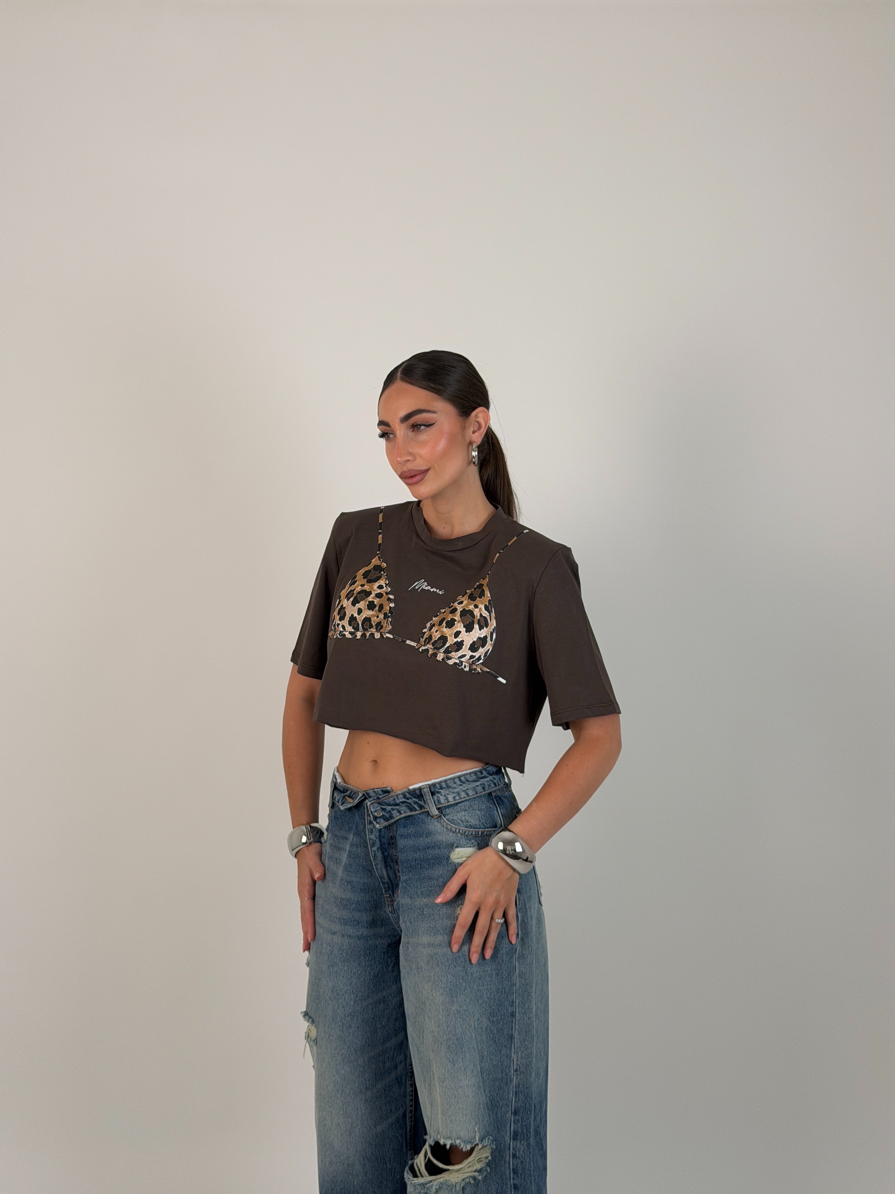 Maglia crop con stampa