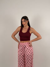 Maglia giromanica a costine con scollo a punta