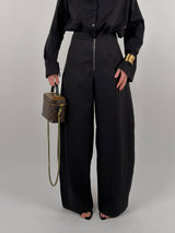 Pantalone vita alta con zip visibile