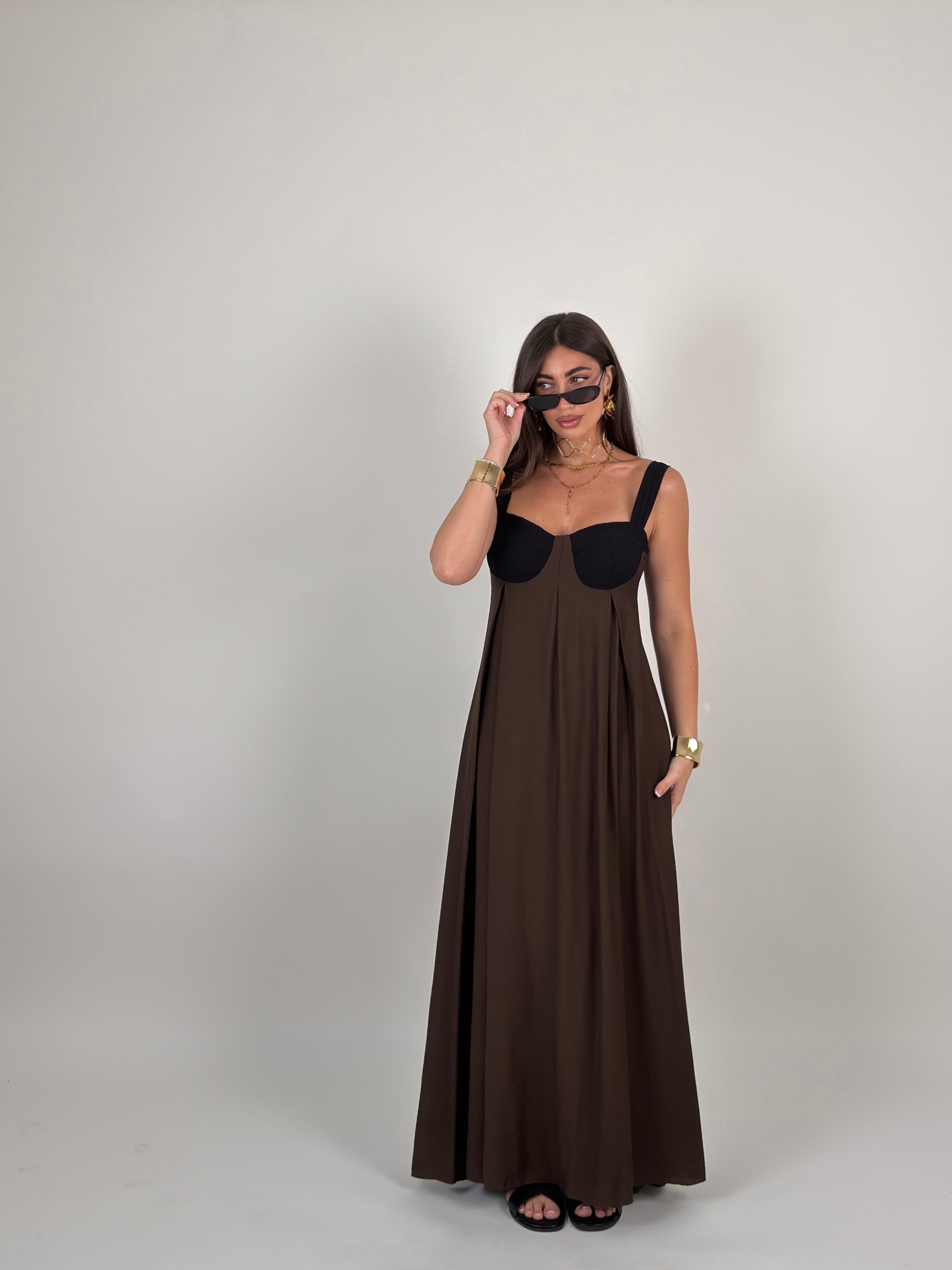 Vestito bicolor lungo