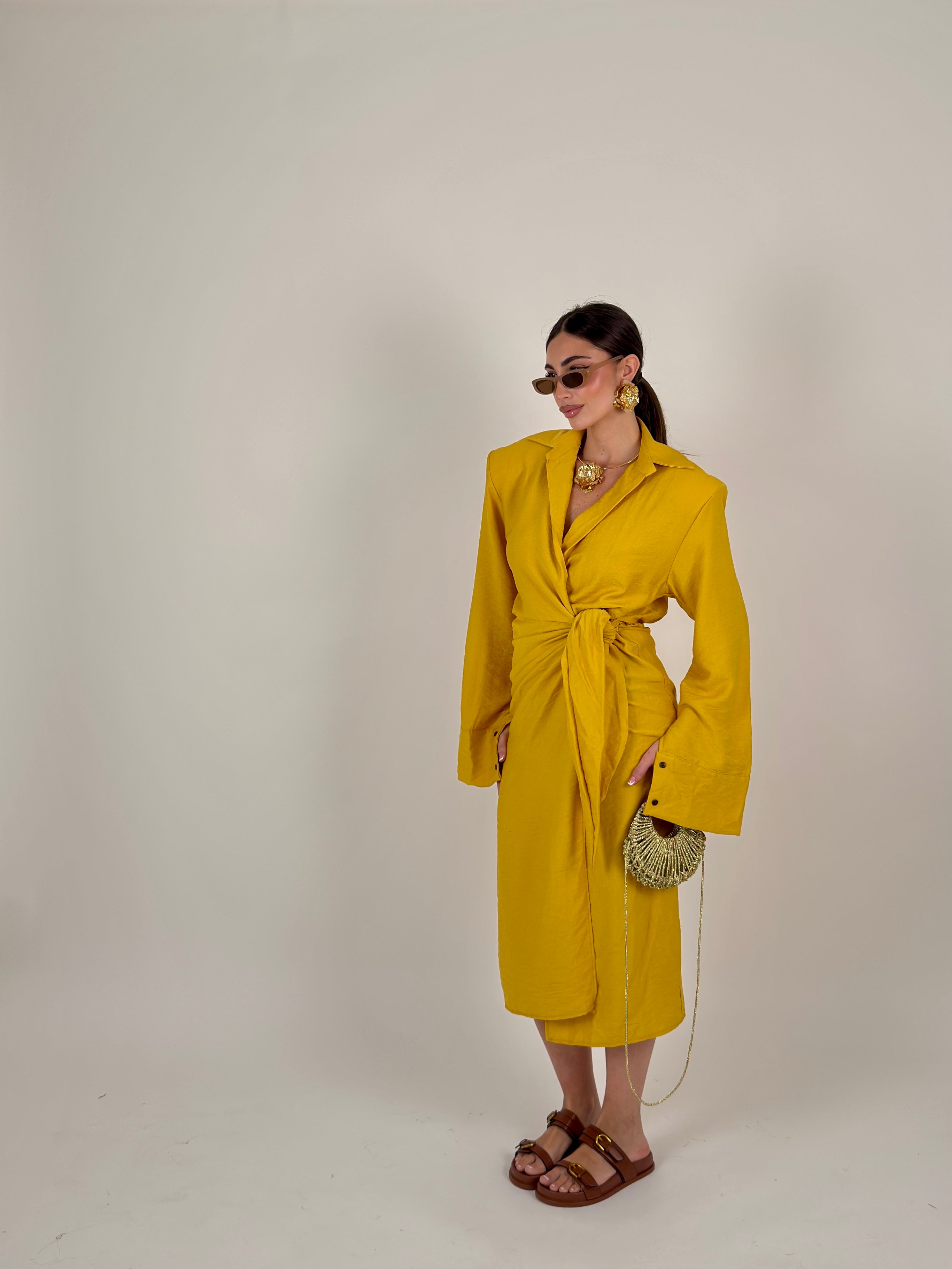 Vestito midi portafoglio semplice