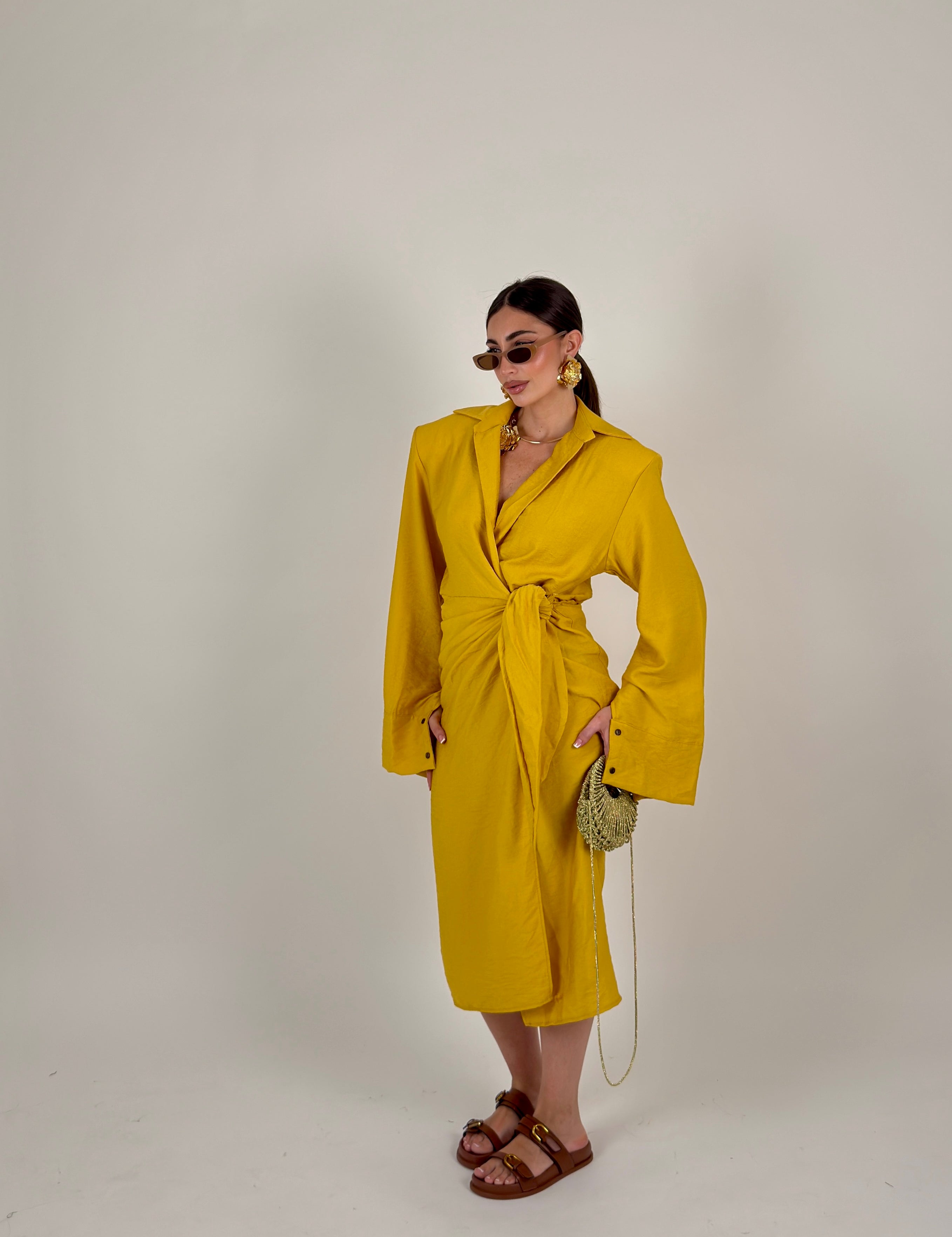 Vestito midi portafoglio semplice