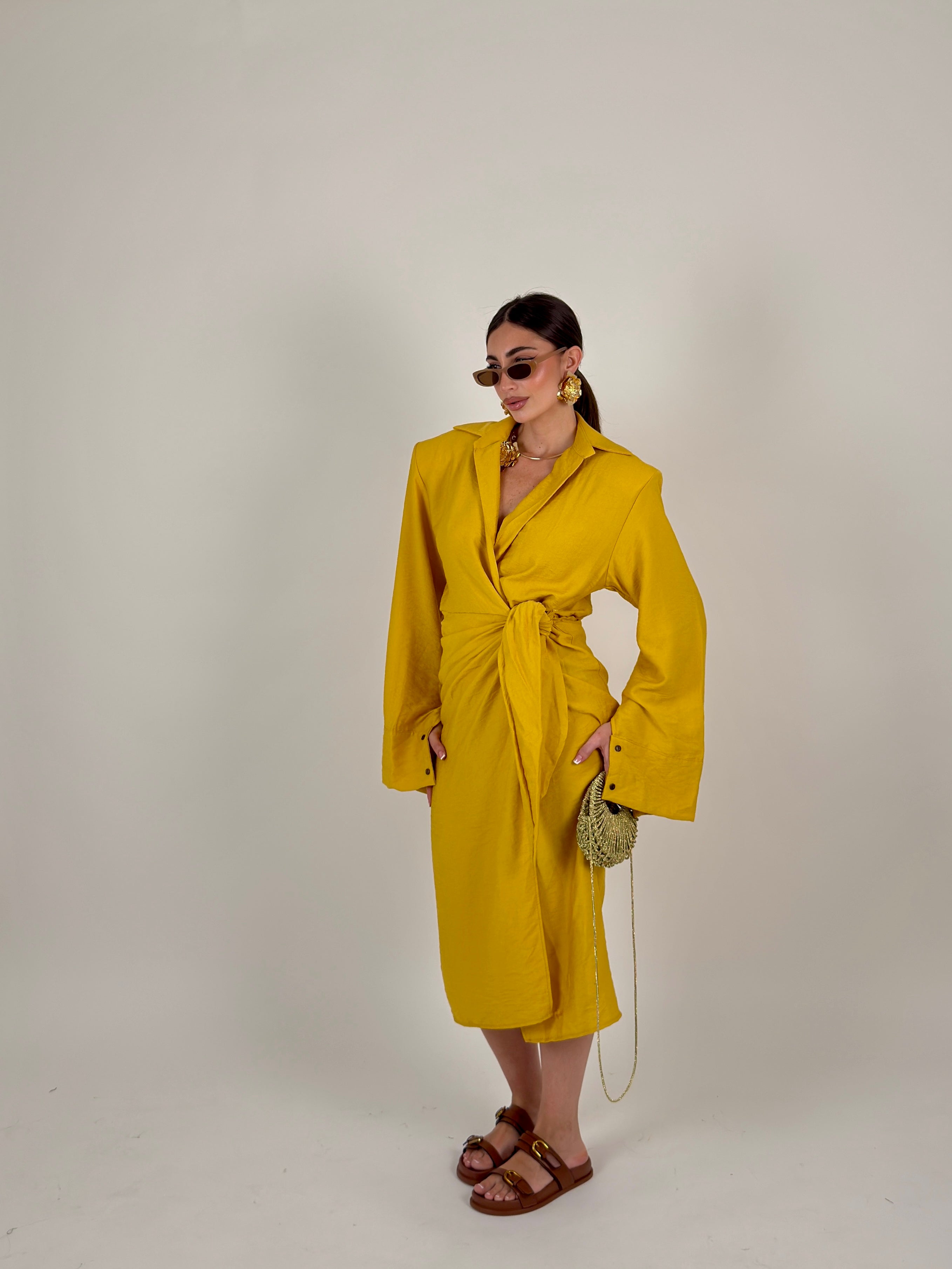 Vestito midi portafoglio semplice