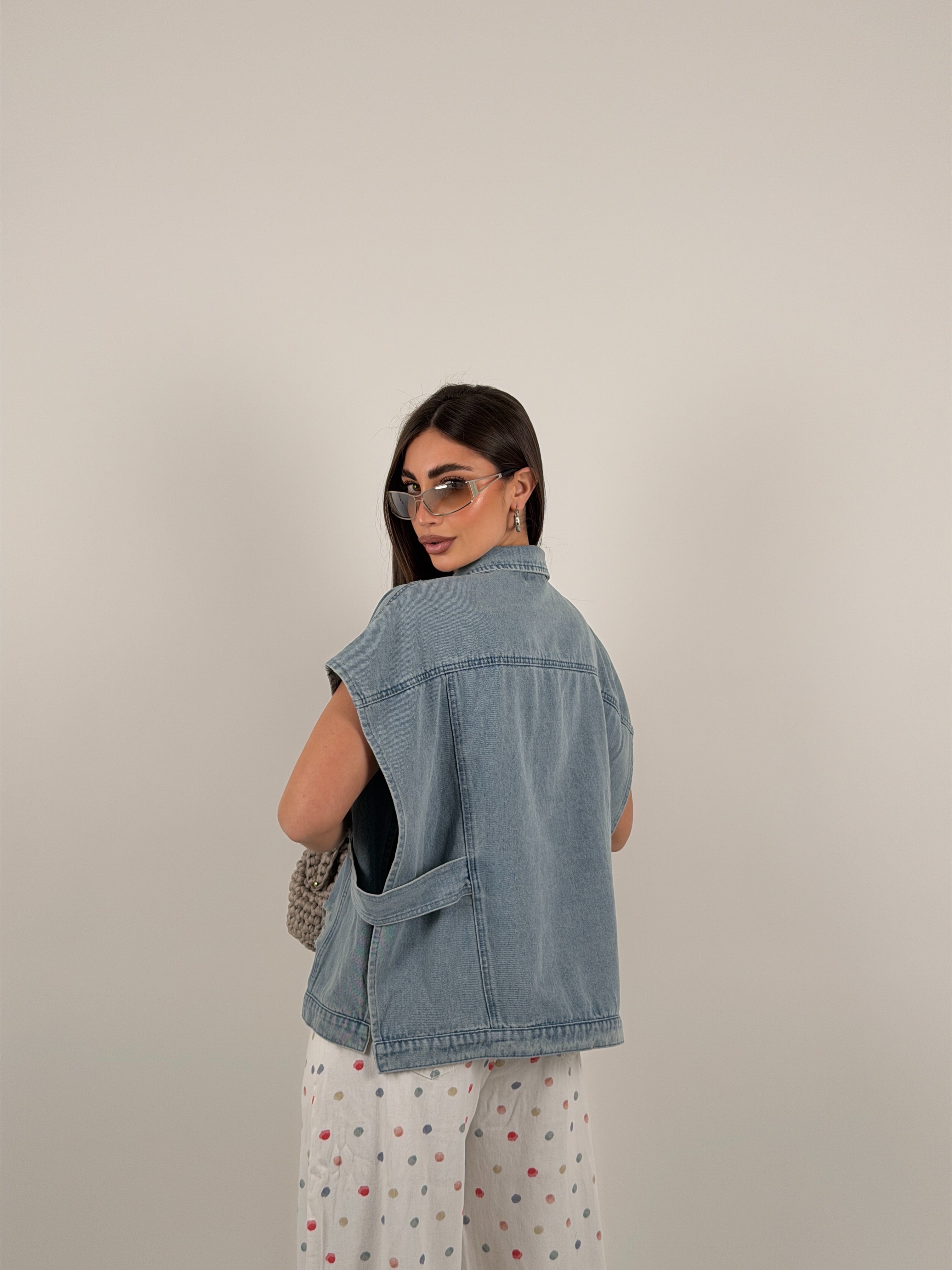 Gilet lungo, aperto sul lato