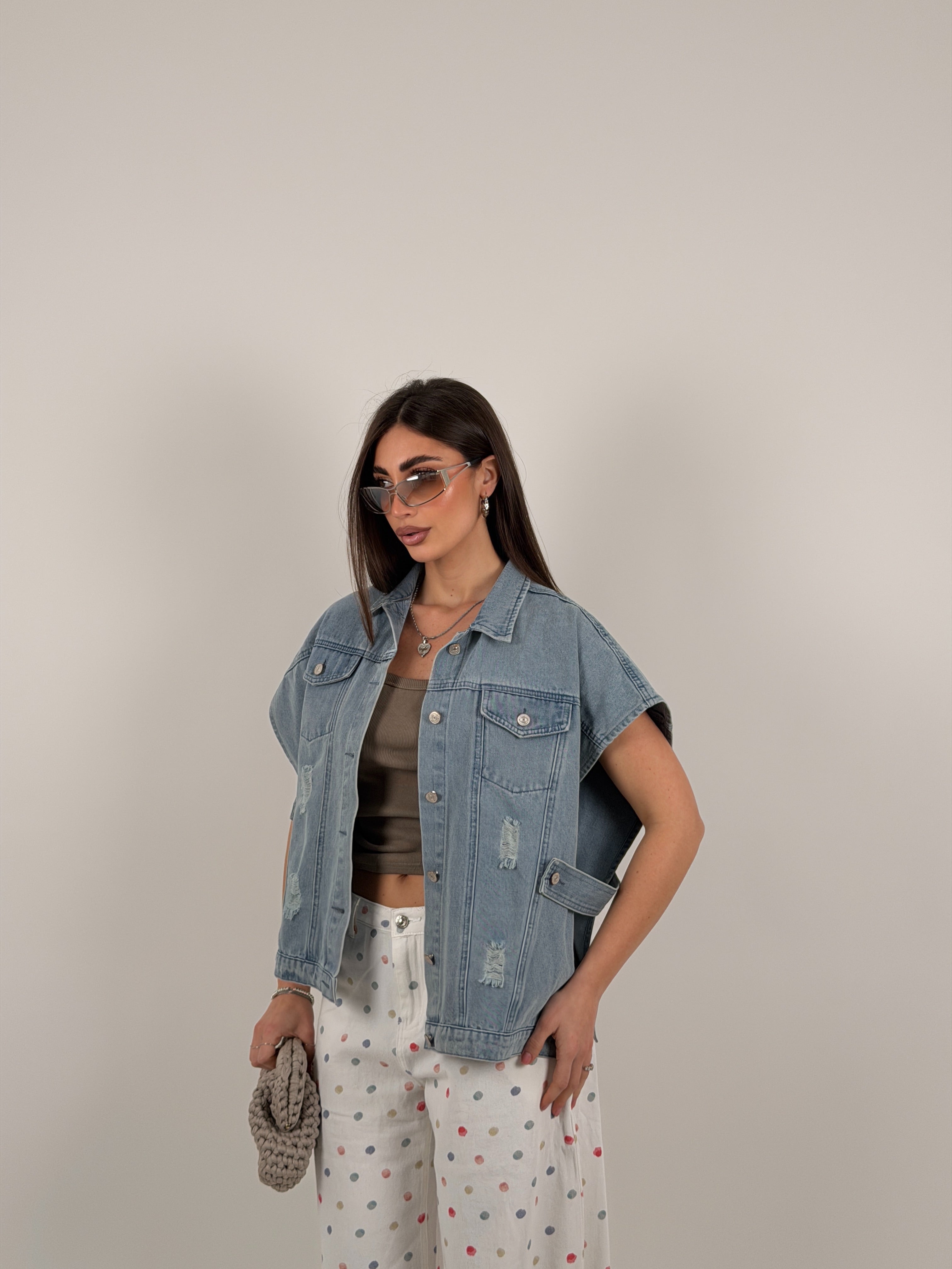 Gilet lungo, aperto sul lato