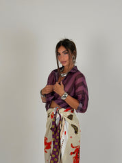Camicia a righe semivelata