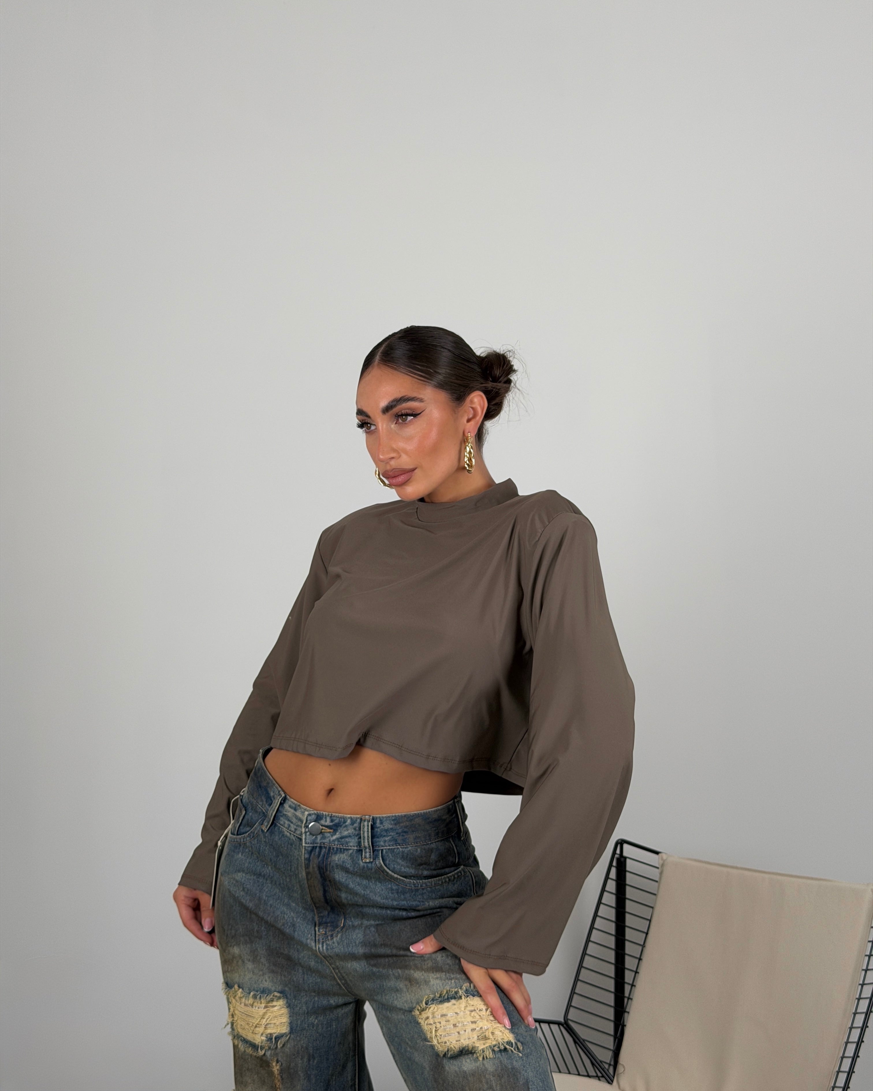 Maglia semplice crop in lycra