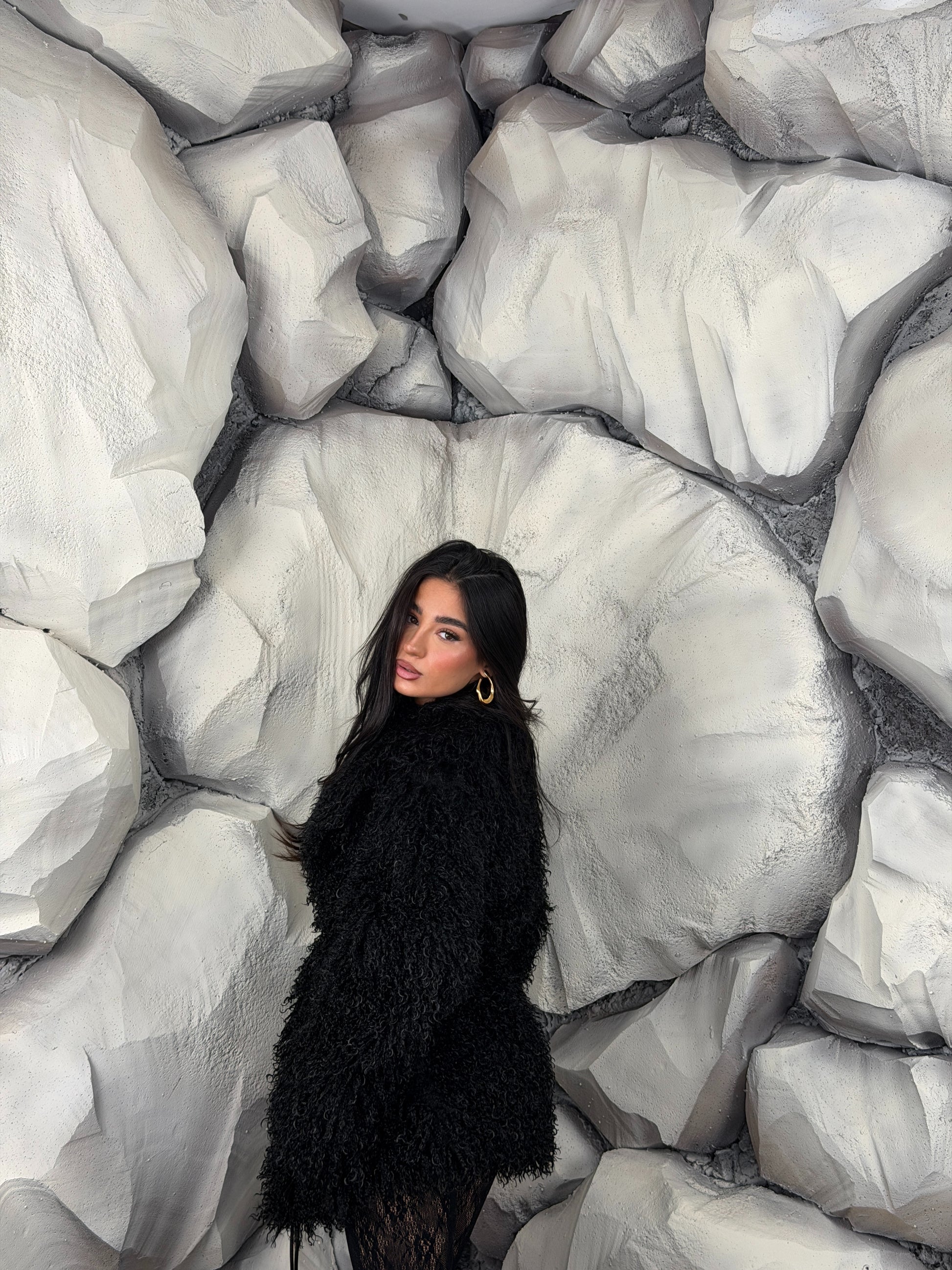 Ecofur curly long black