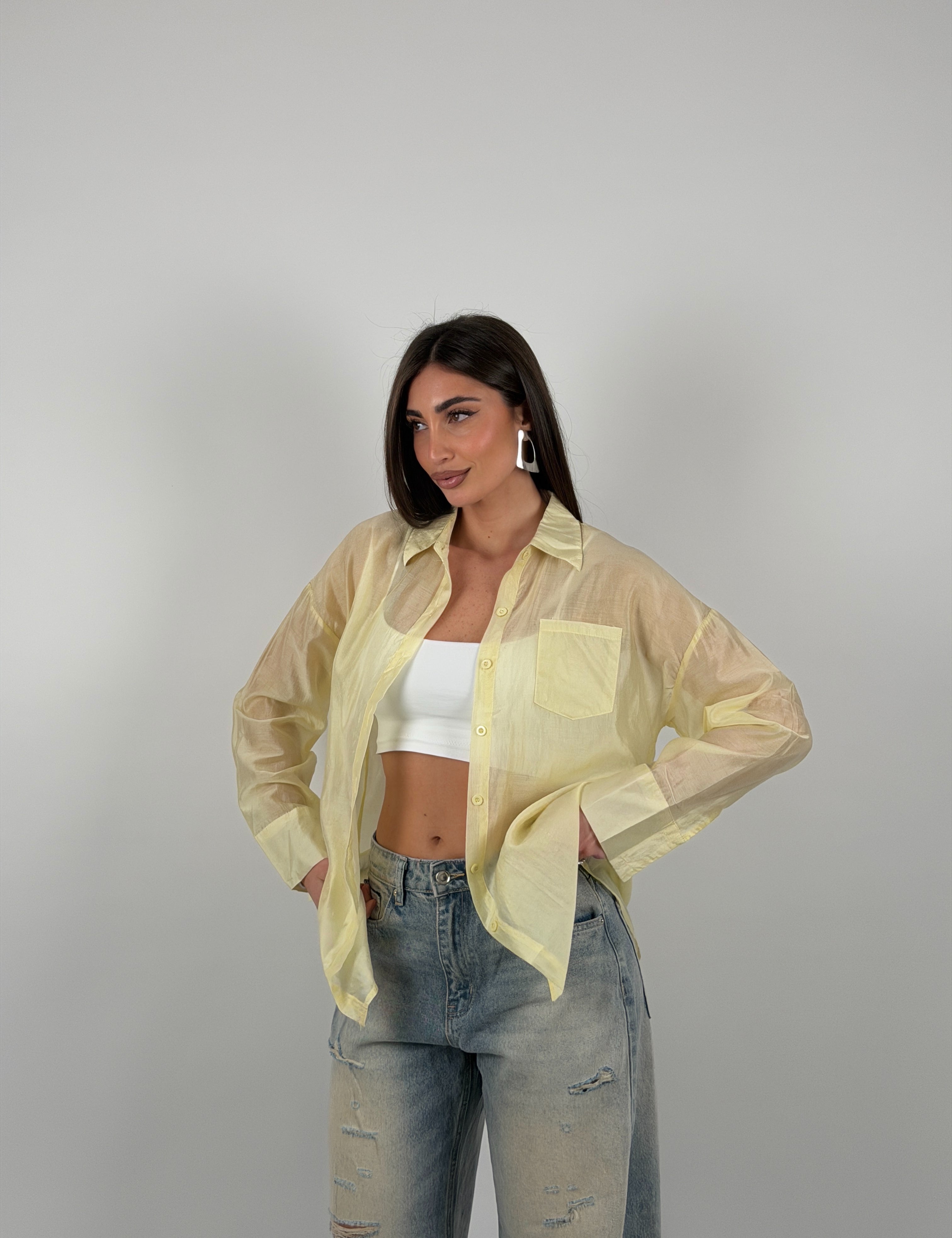 Camicia semivelata oversize