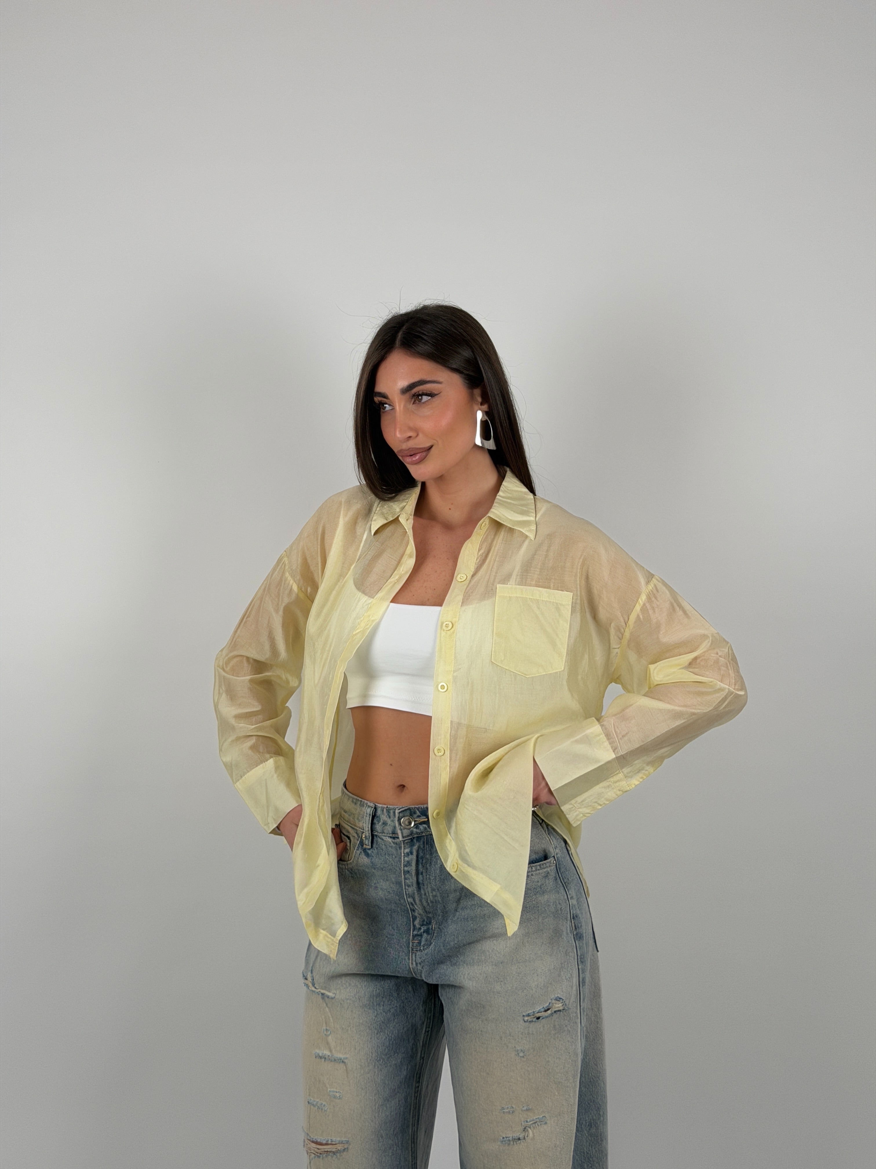 Camicia semivelata oversize