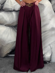 Pantalone con cintura in ecopelle