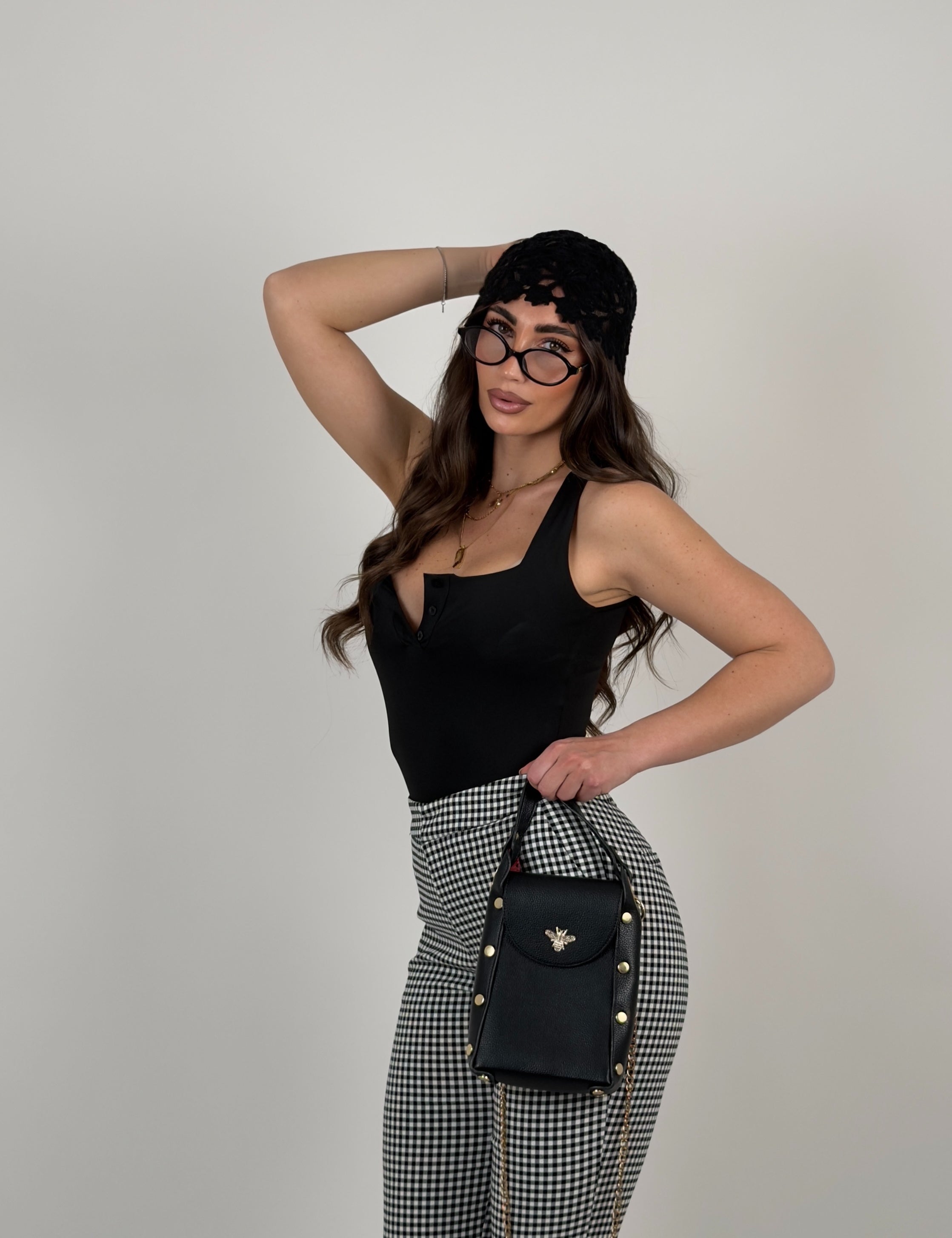 Body scollo quadrato con bottoncini