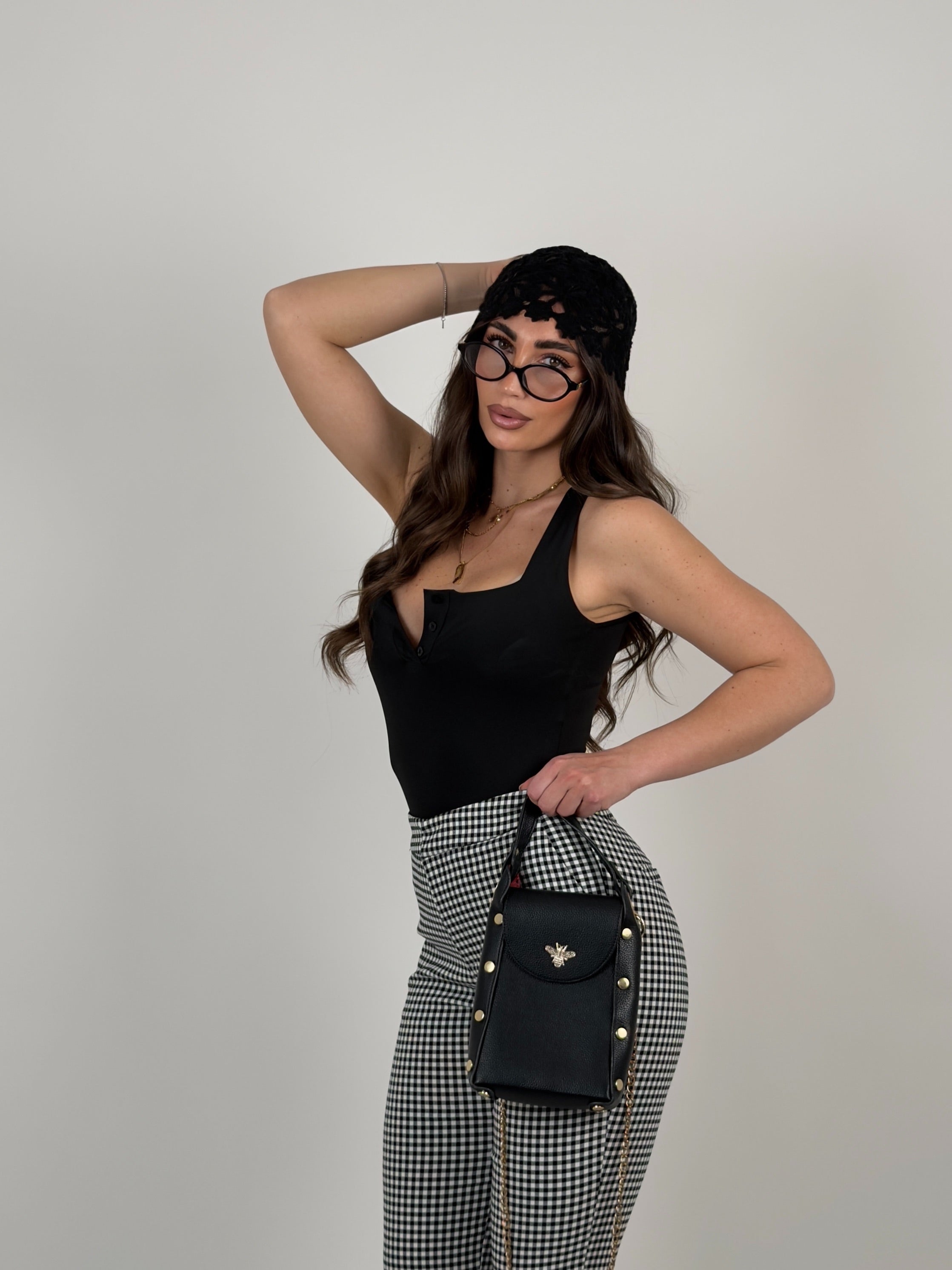 Body scollo quadrato con bottoncini