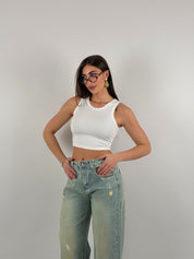 Top in lycra, girocollo, giromanica