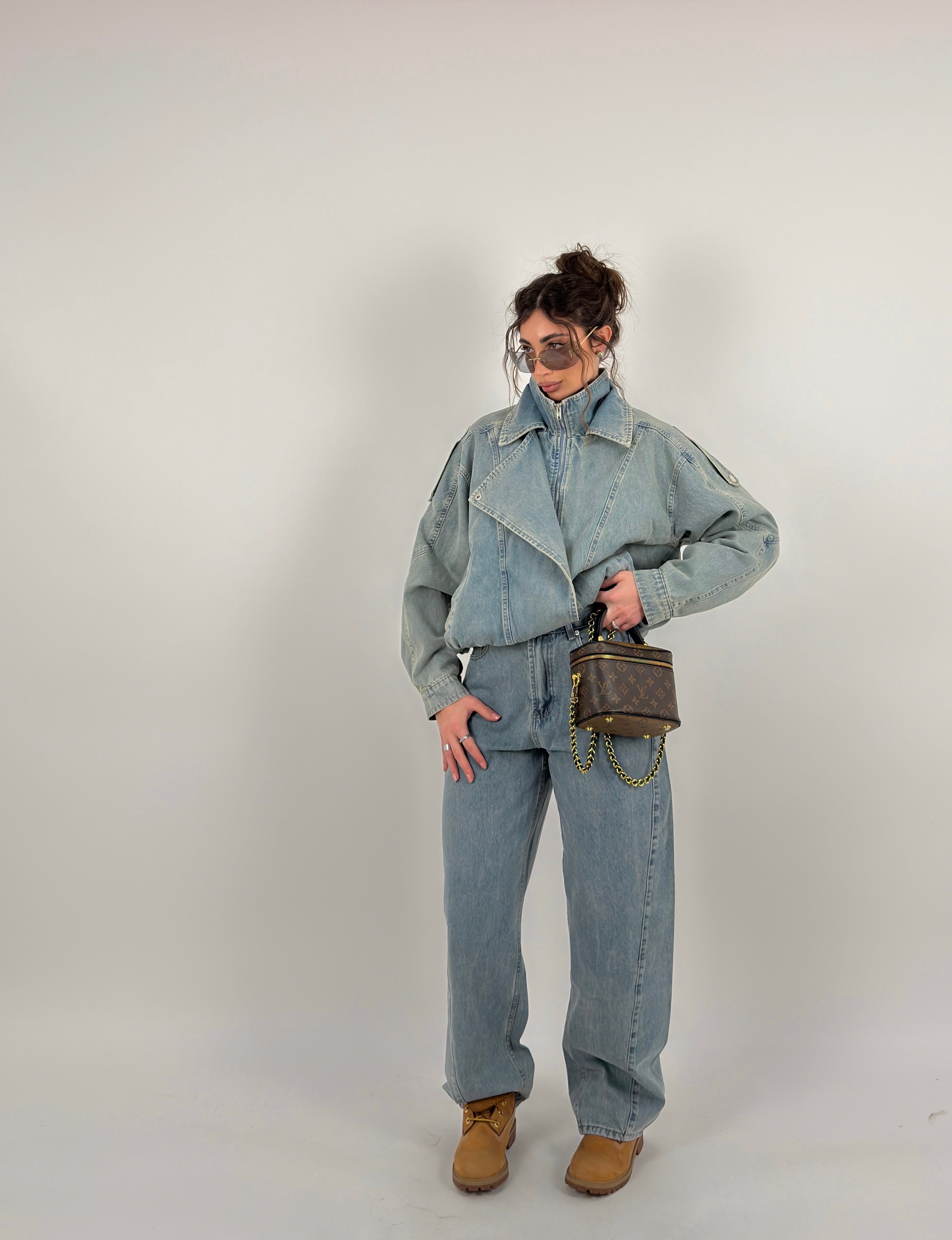 Jeans ballon con cuciture