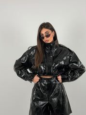 Giacca in ecopelle lucida