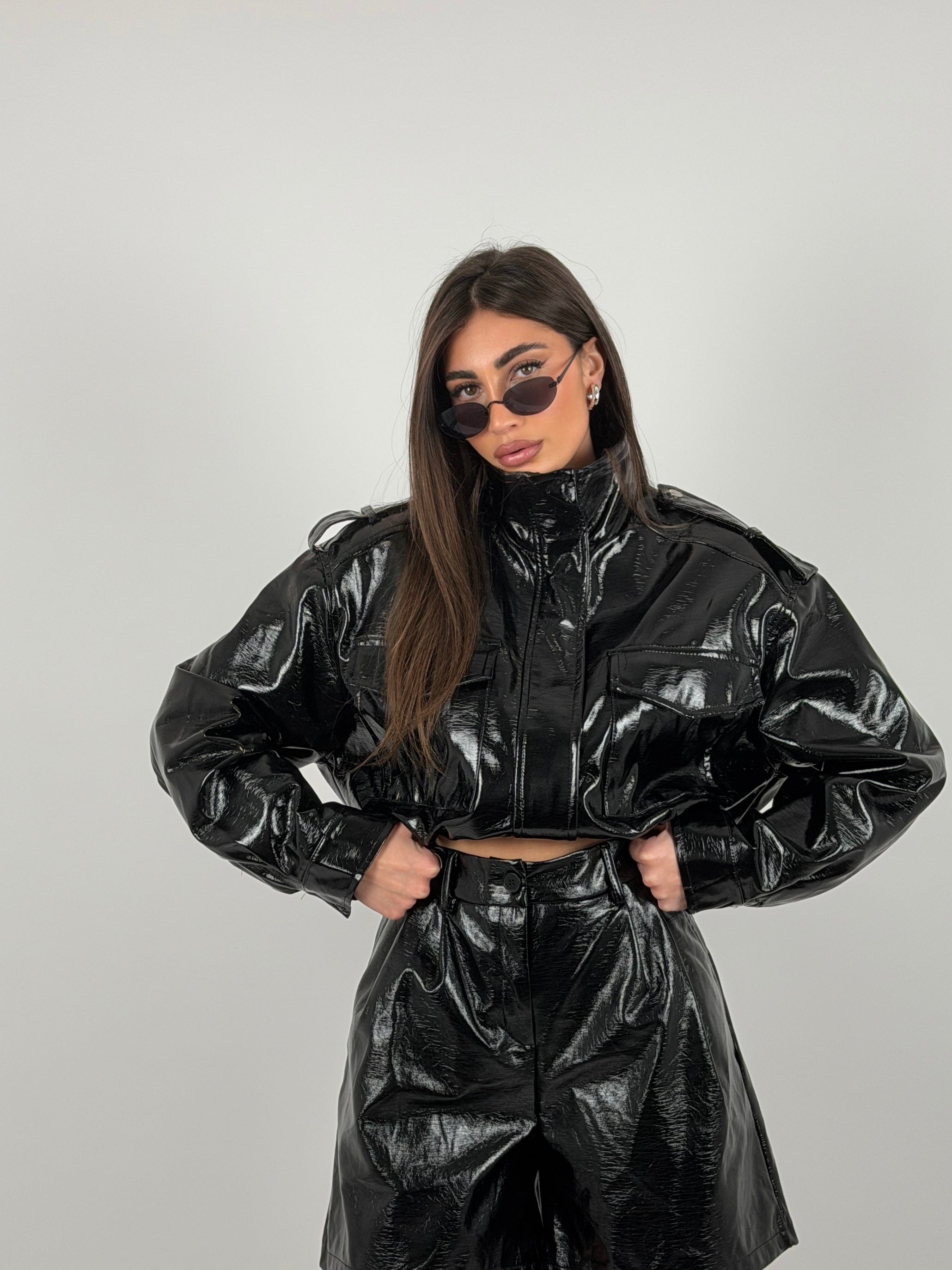 Giacca in ecopelle lucida