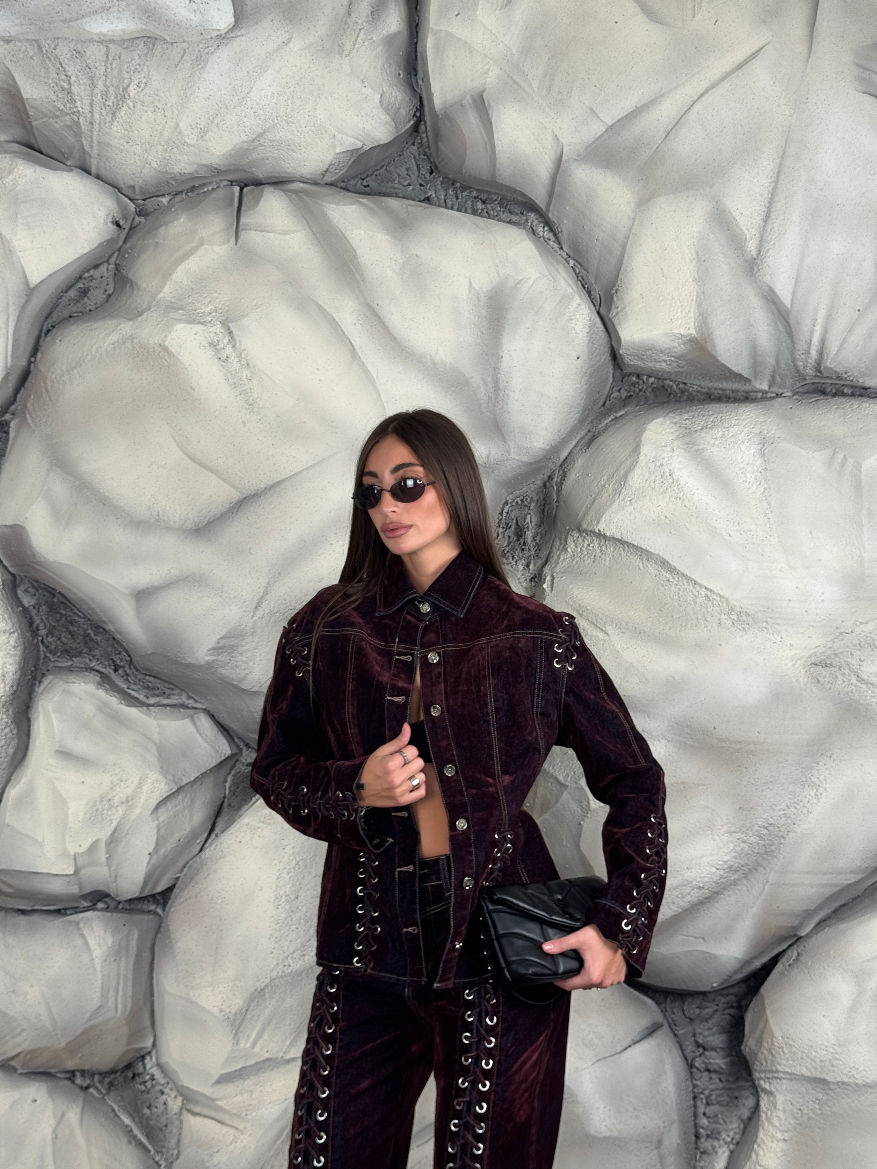 Giacca stringhe velluto