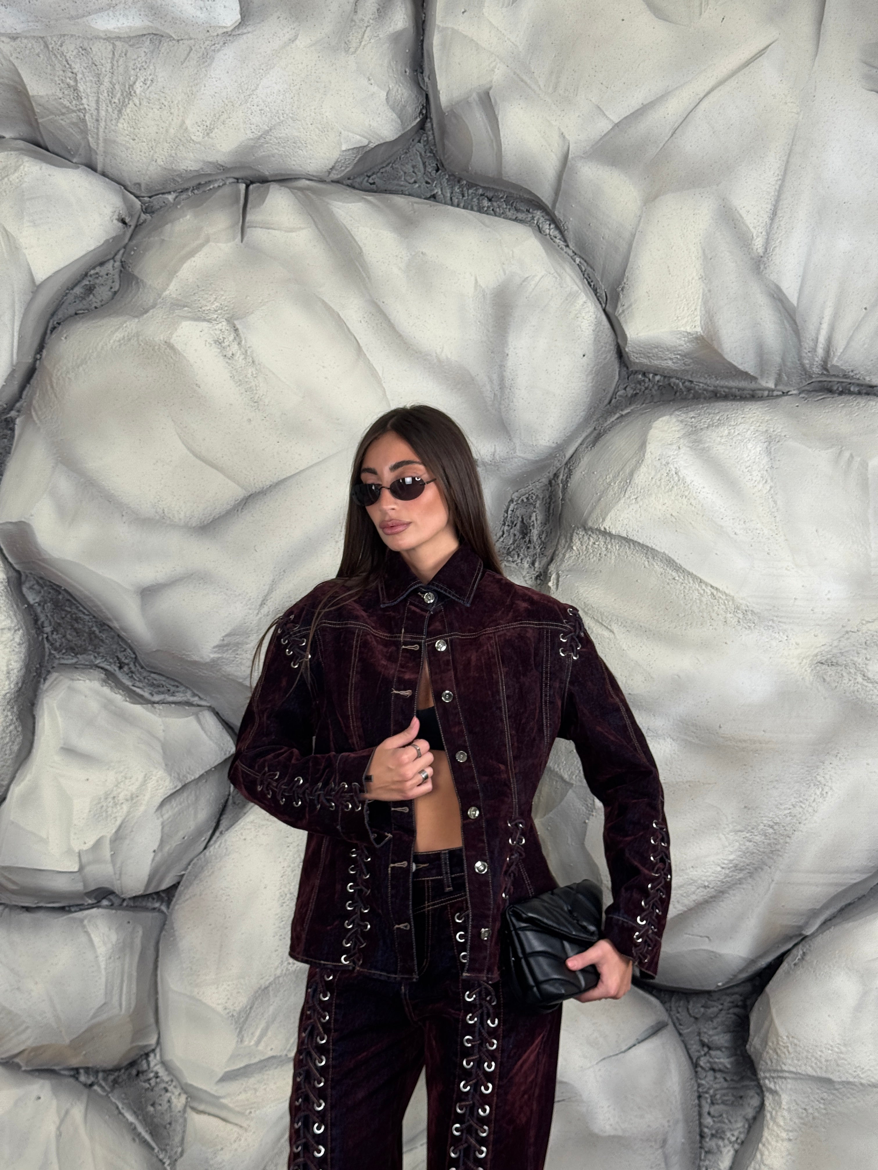 Giacca stringhe velluto