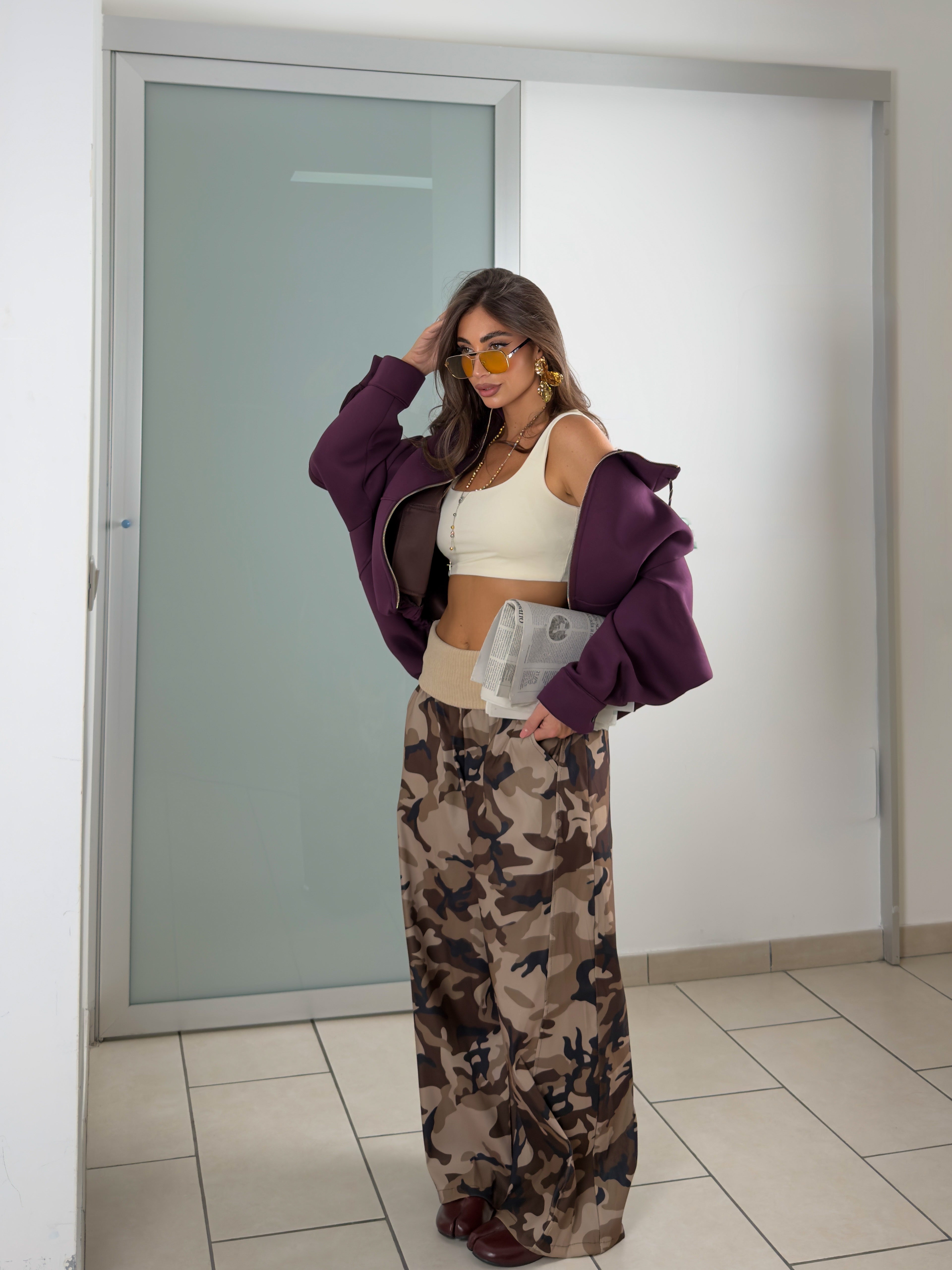 Pantalone risvolto mimetico