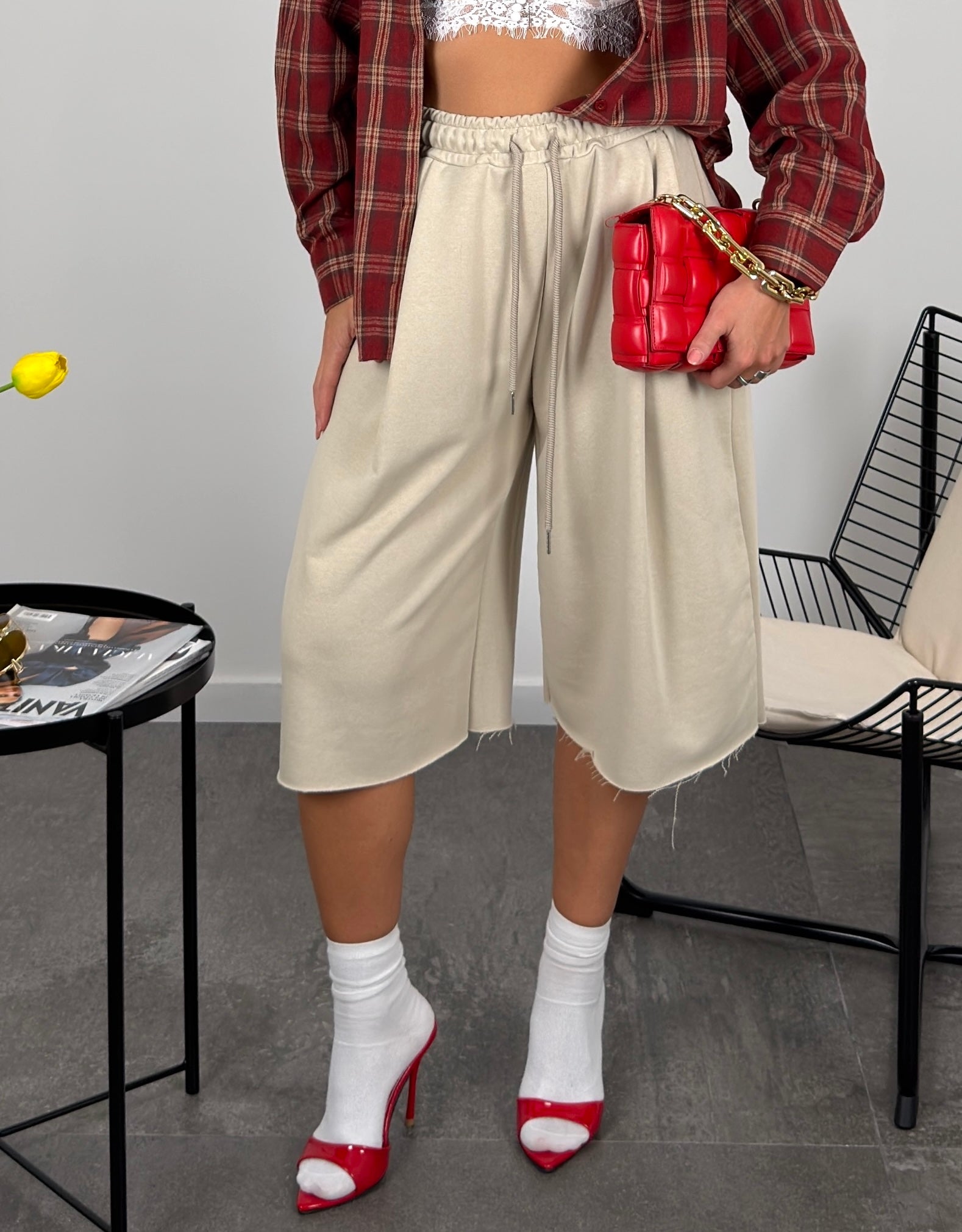 Jorts in felpa garzato