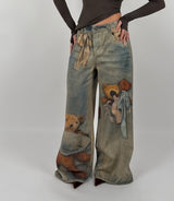 Jeans con stampe orsetti