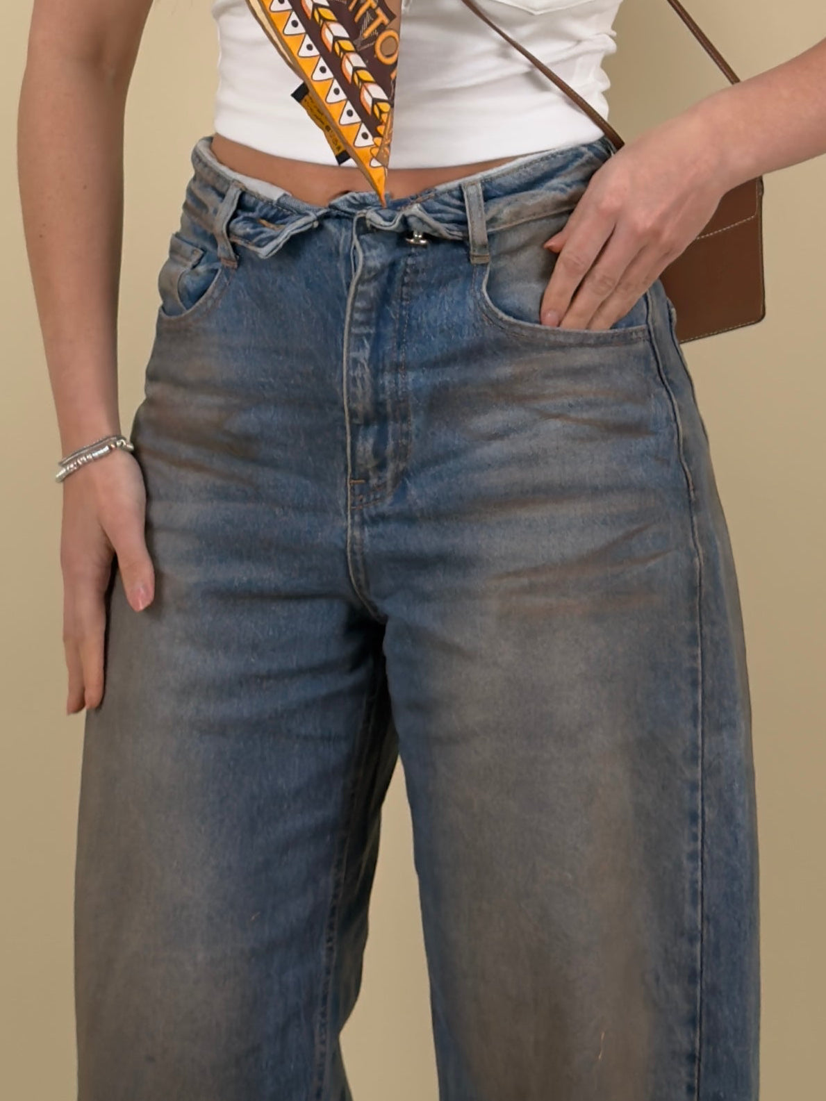 Jeans sabbia risvolto