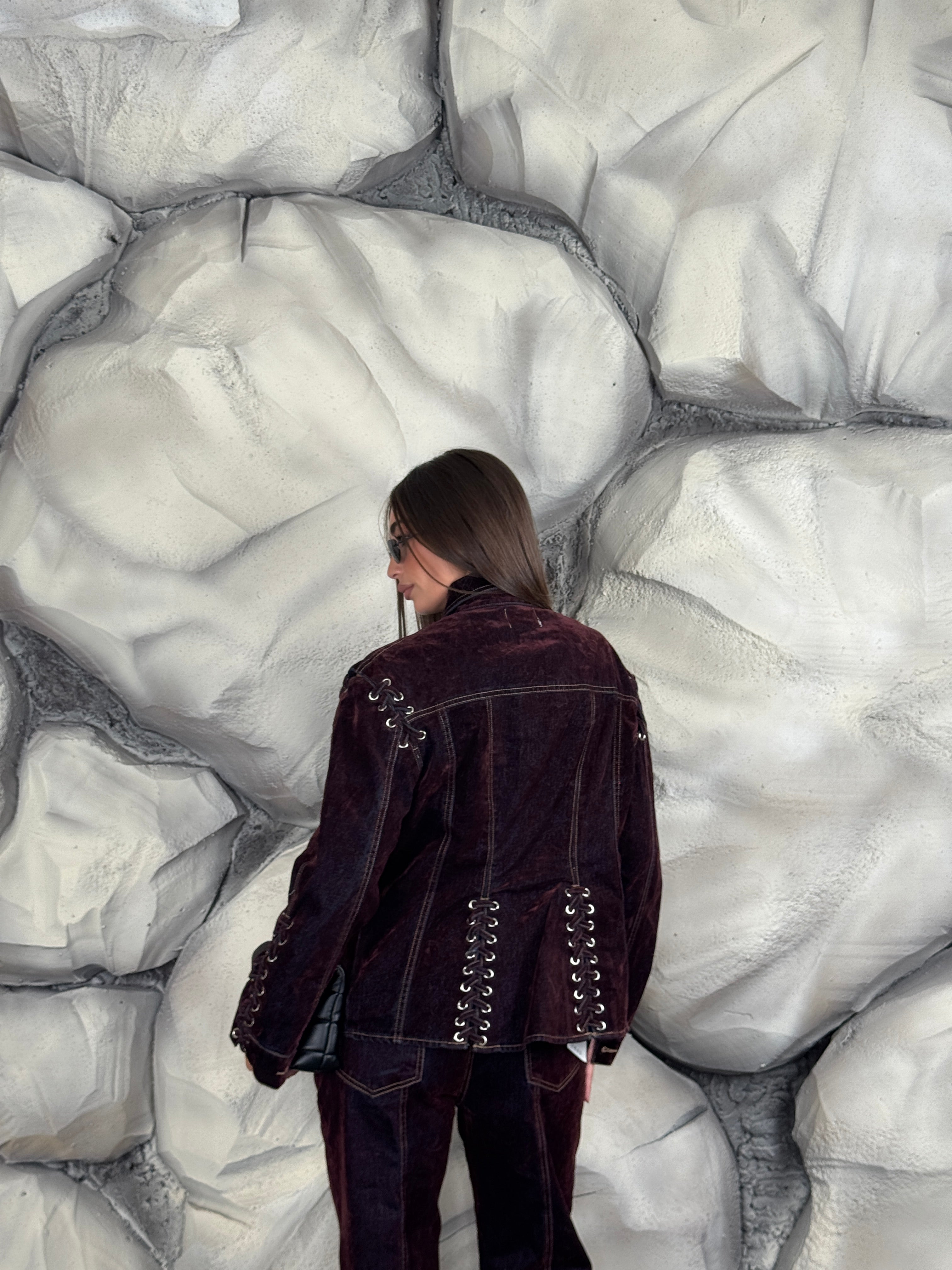 Giacca stringhe velluto