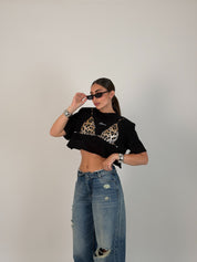 Maglia crop con stampa
