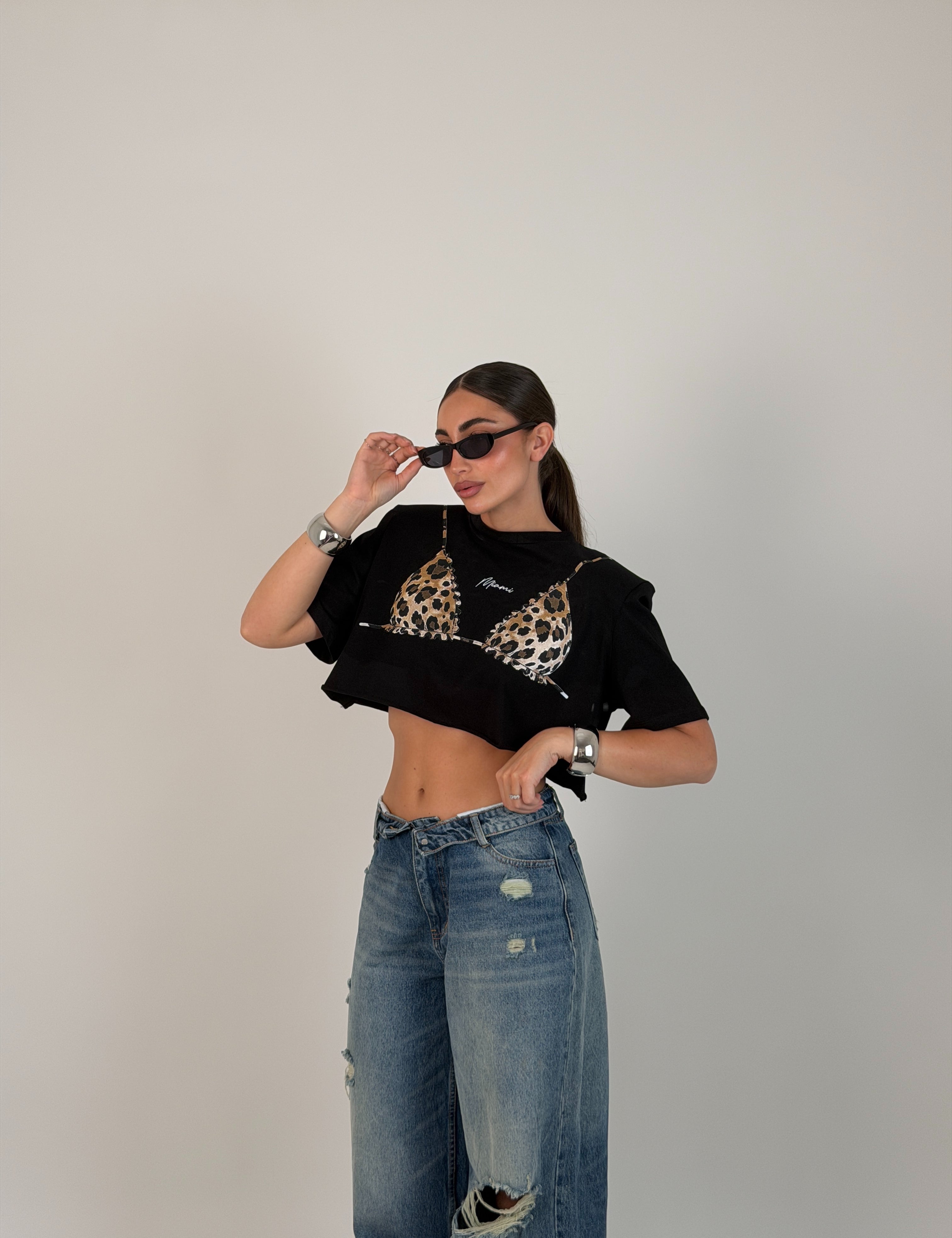 Maglia crop con stampa