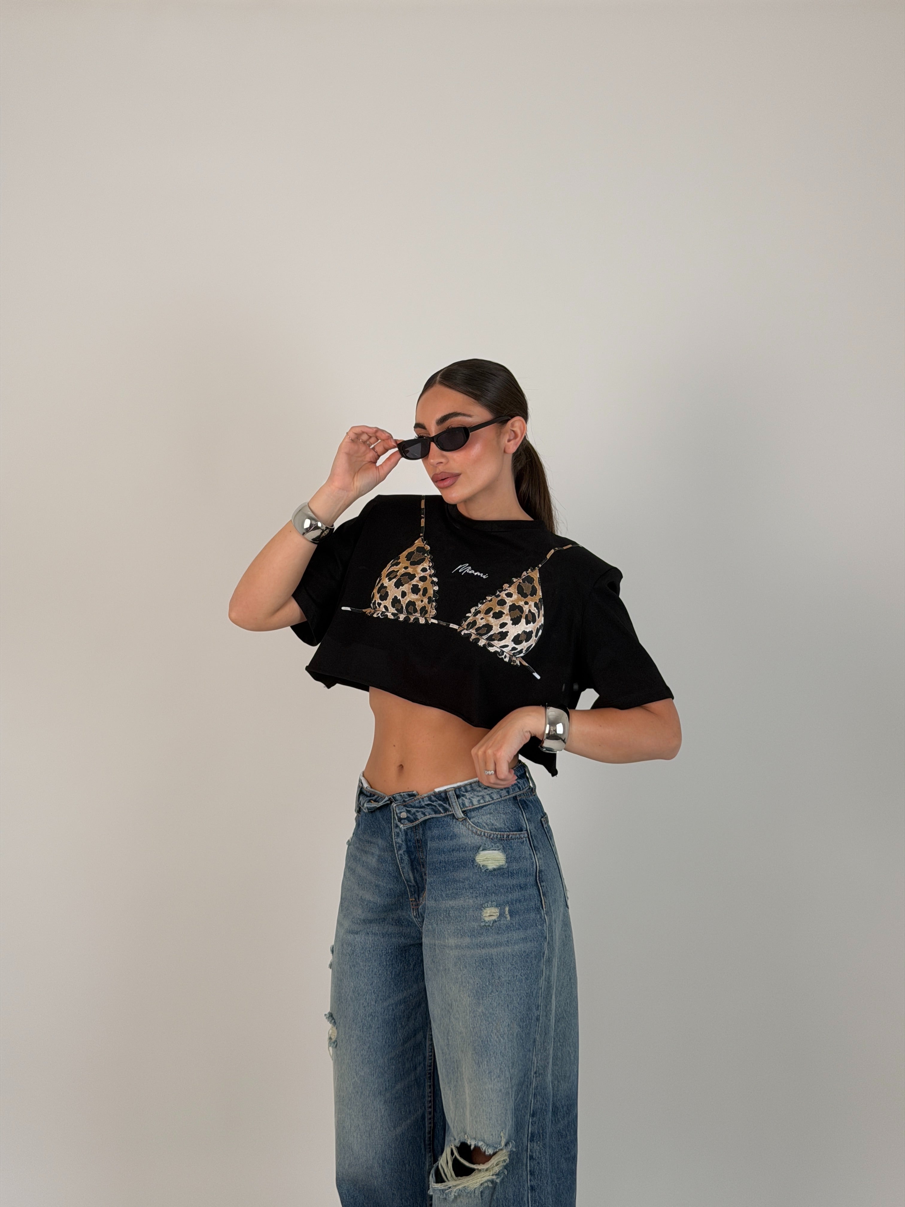 Maglia crop con stampa
