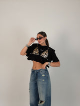 Maglia crop con stampa