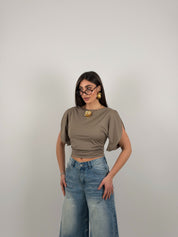 Maglia con mezza manica aperta in lycra