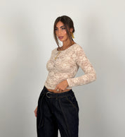 Maglia in merletto manica lunga