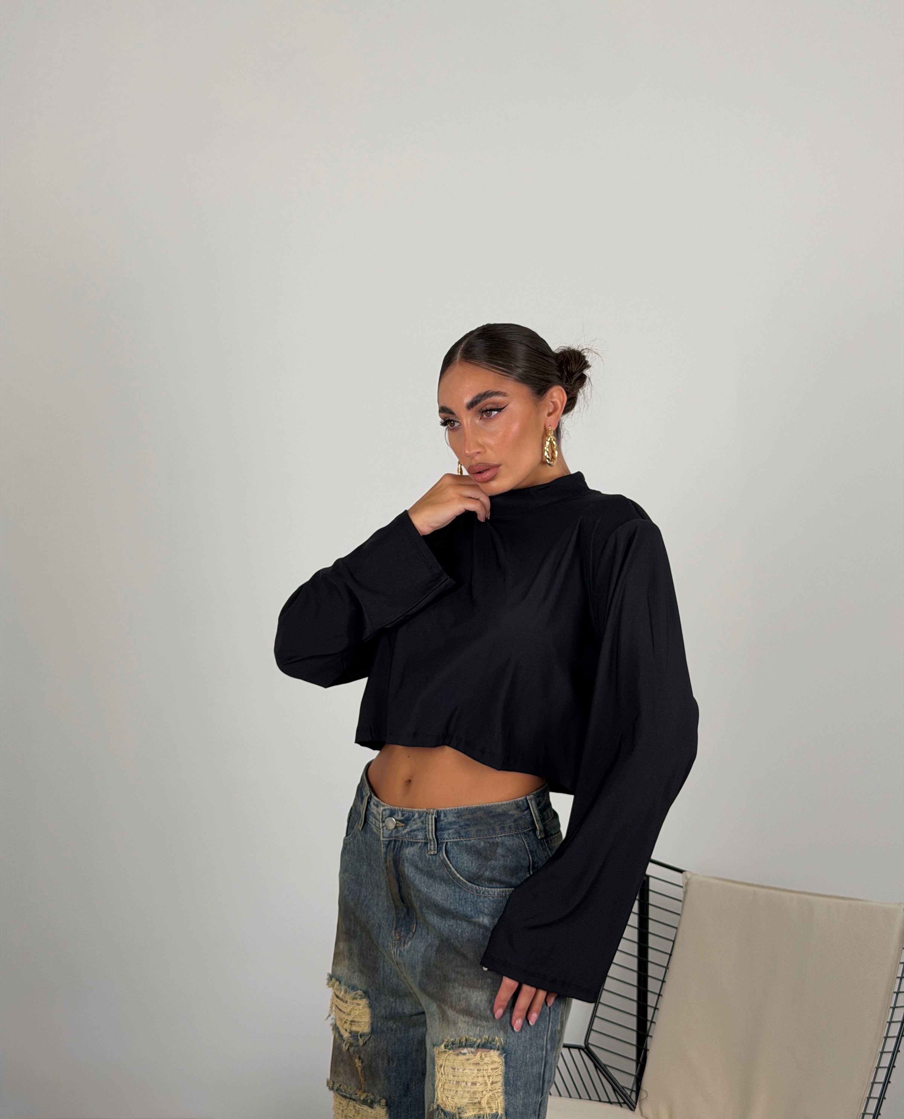Maglia semplice crop in lycra