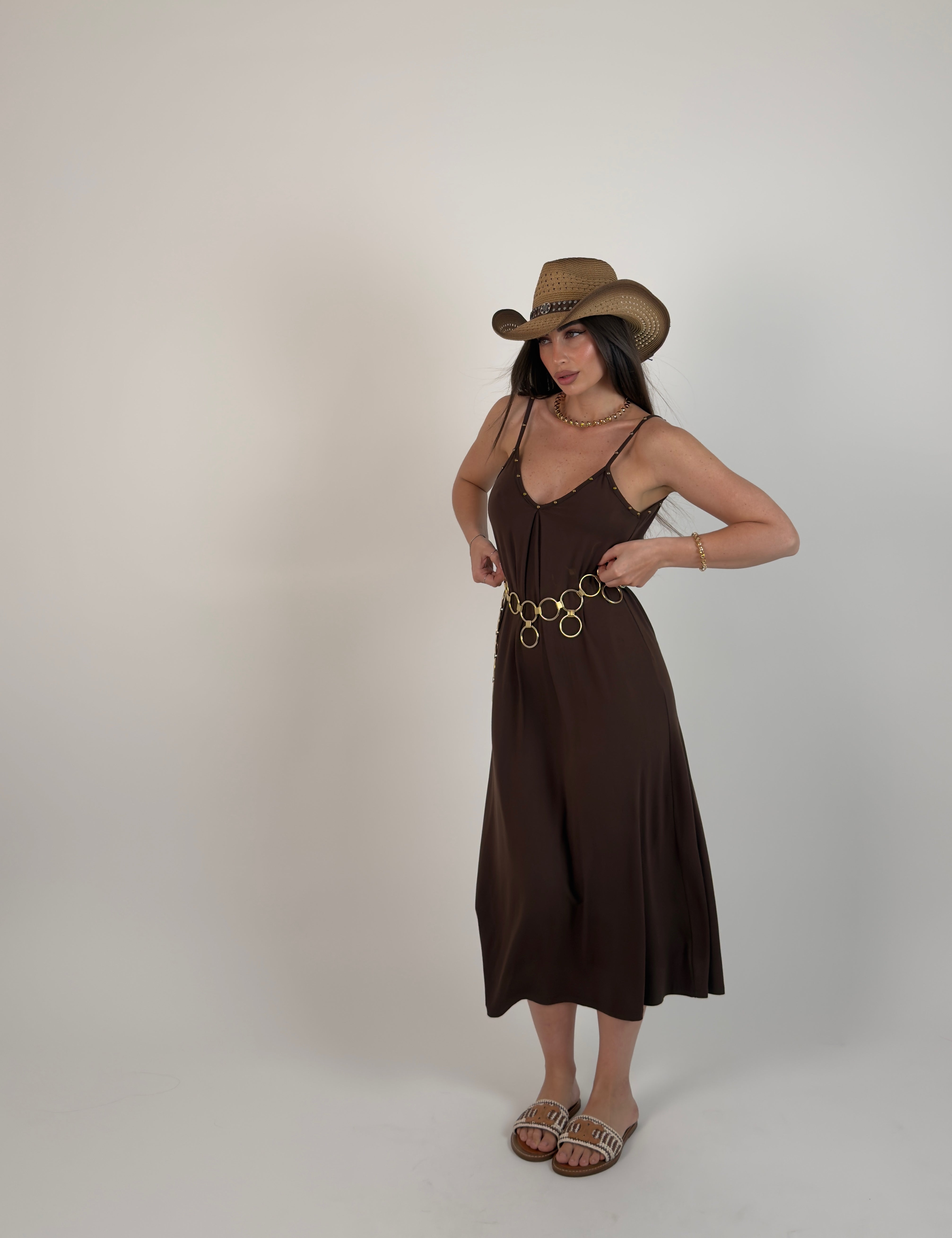 Vestito borchie gold